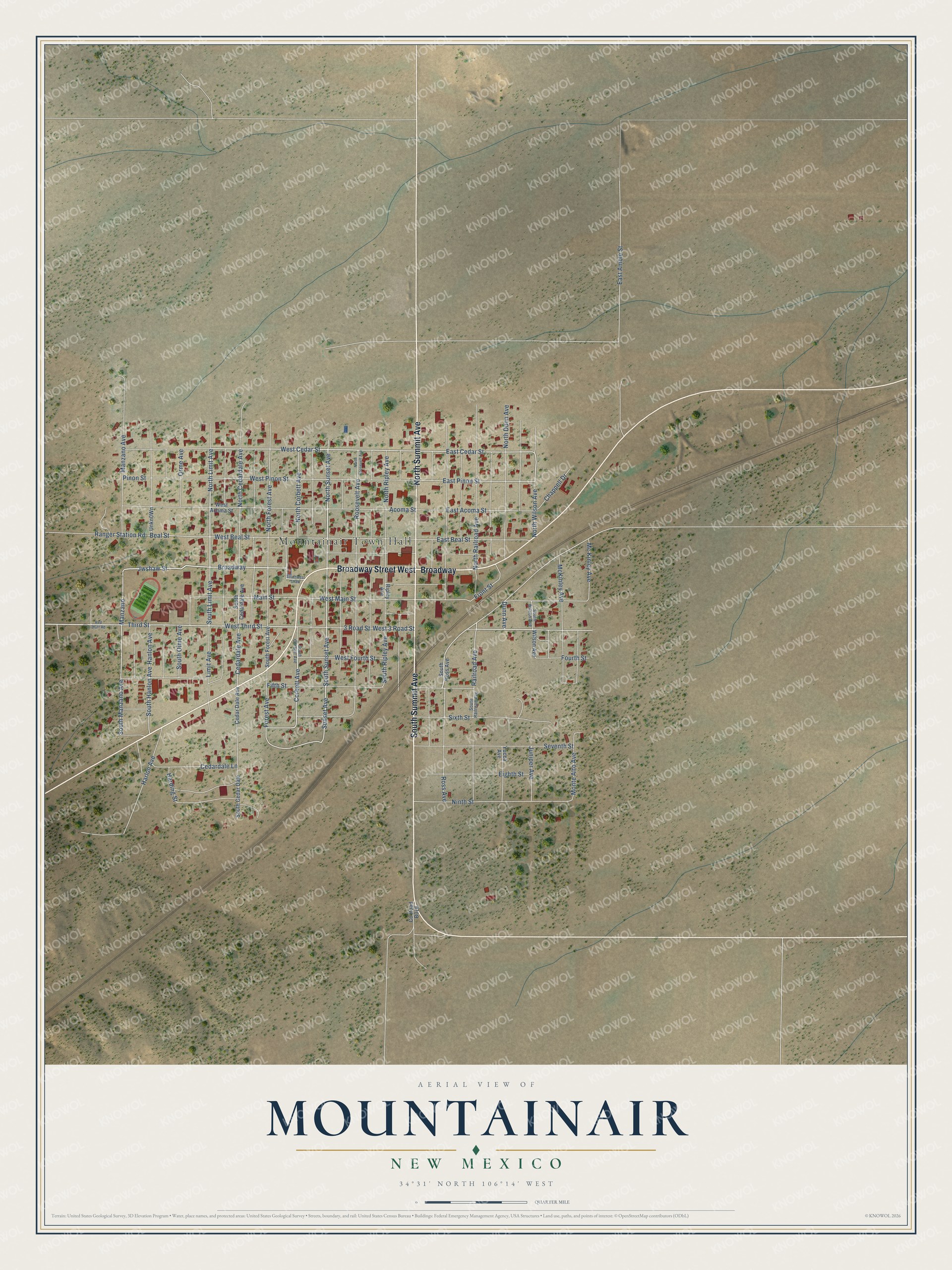Watermarked full-map preview of Mountainair, New Mexico