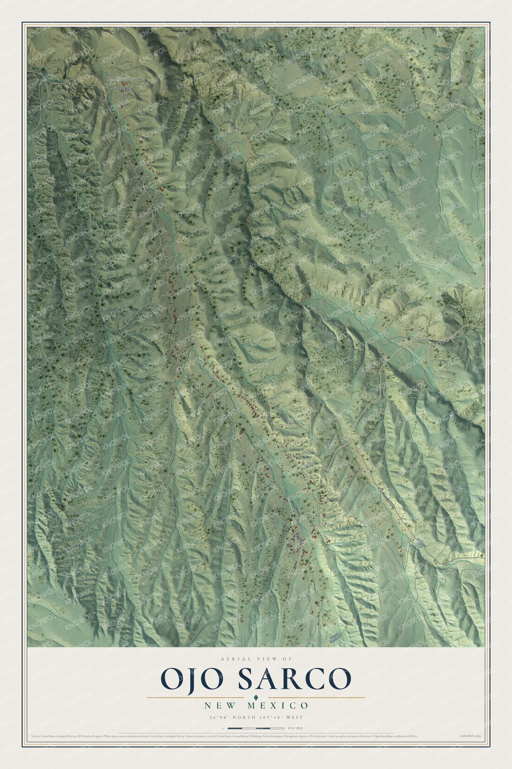 Watermarked full-map preview of Ojo Sarco, New Mexico
