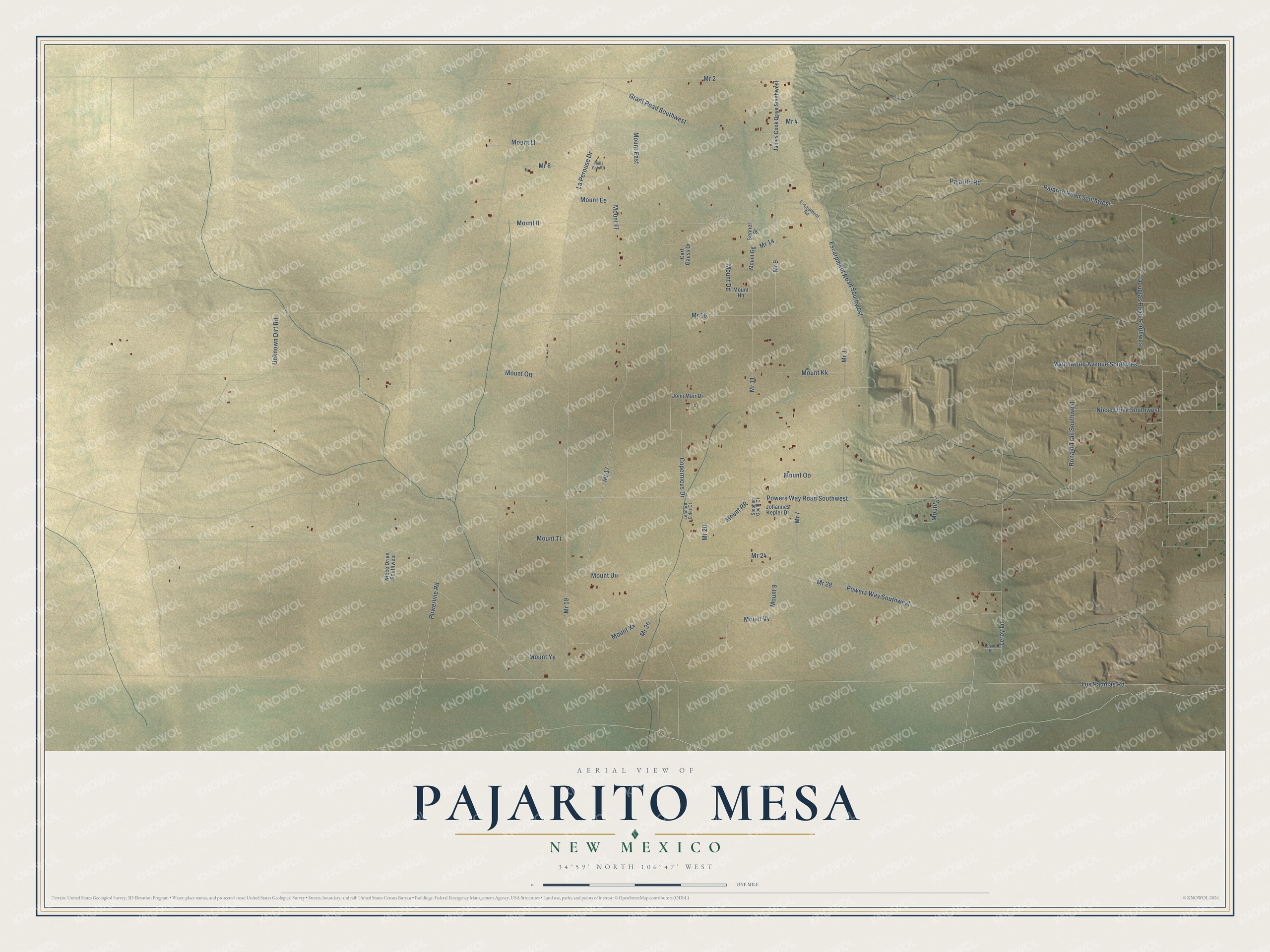 Watermarked full-map preview of Pajarito Mesa, New Mexico