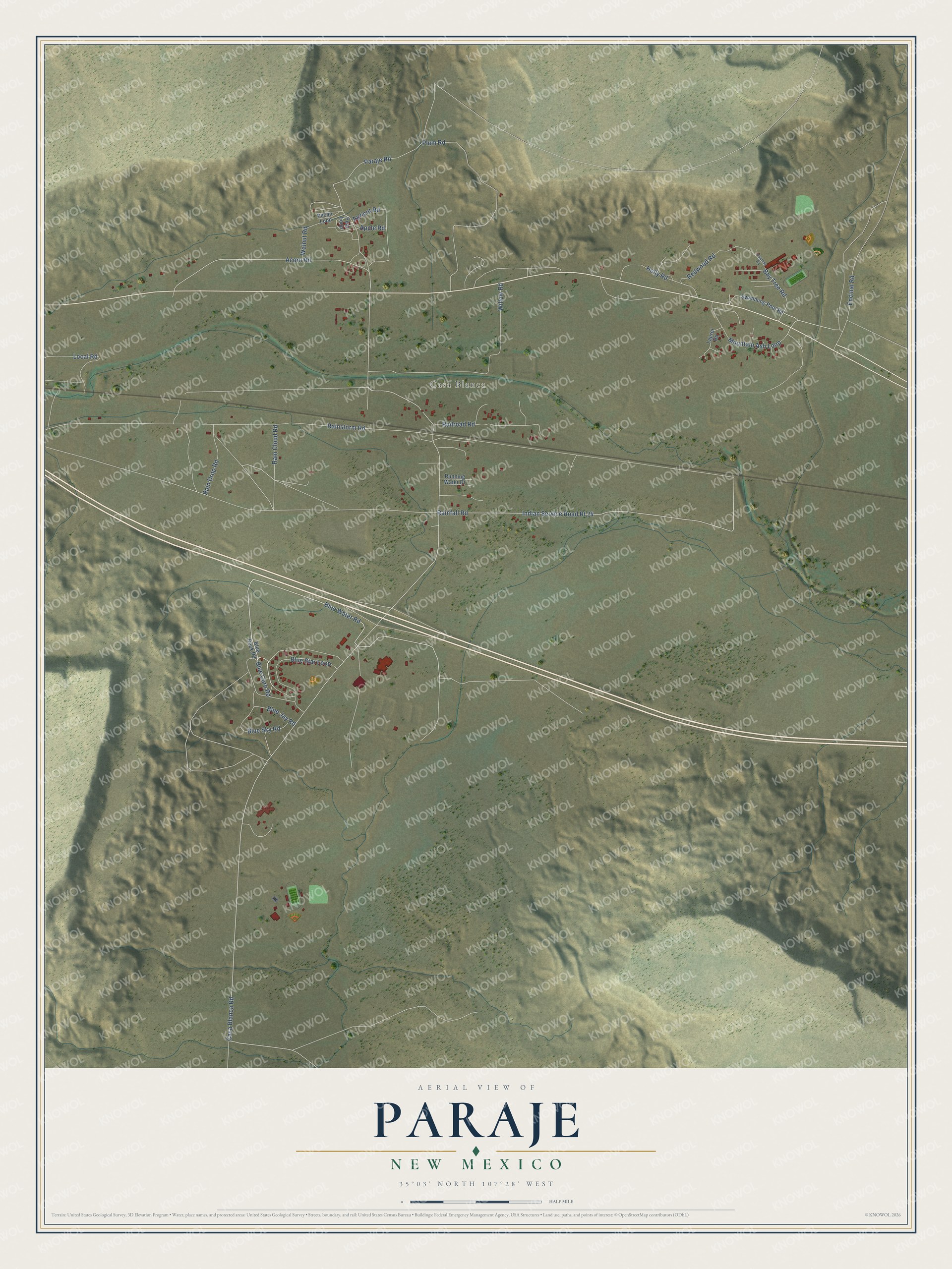 Watermarked full-map preview of Paraje, New Mexico