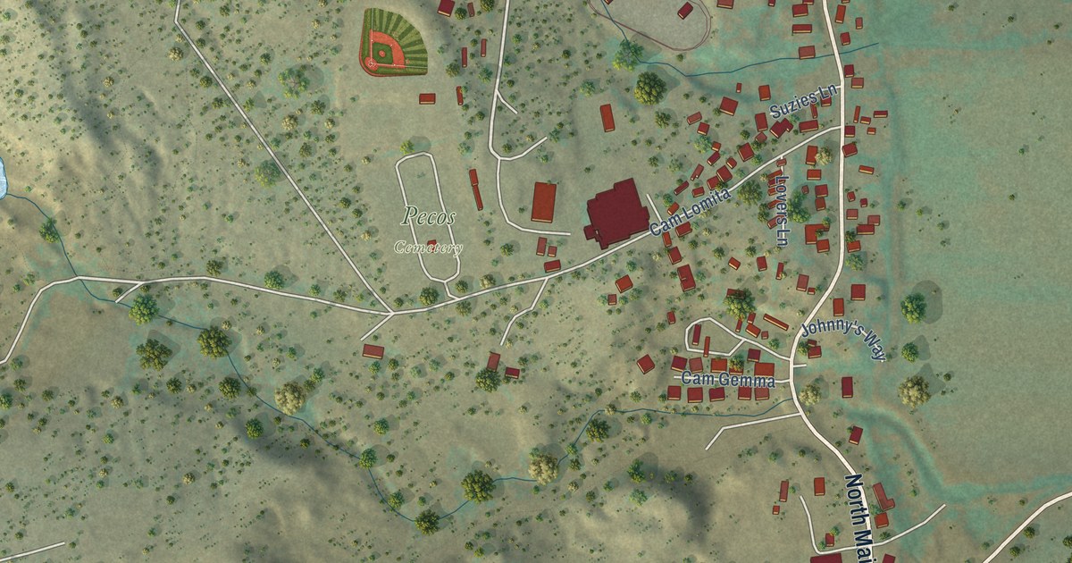 Map of Pecos, New Mexico in 2026
