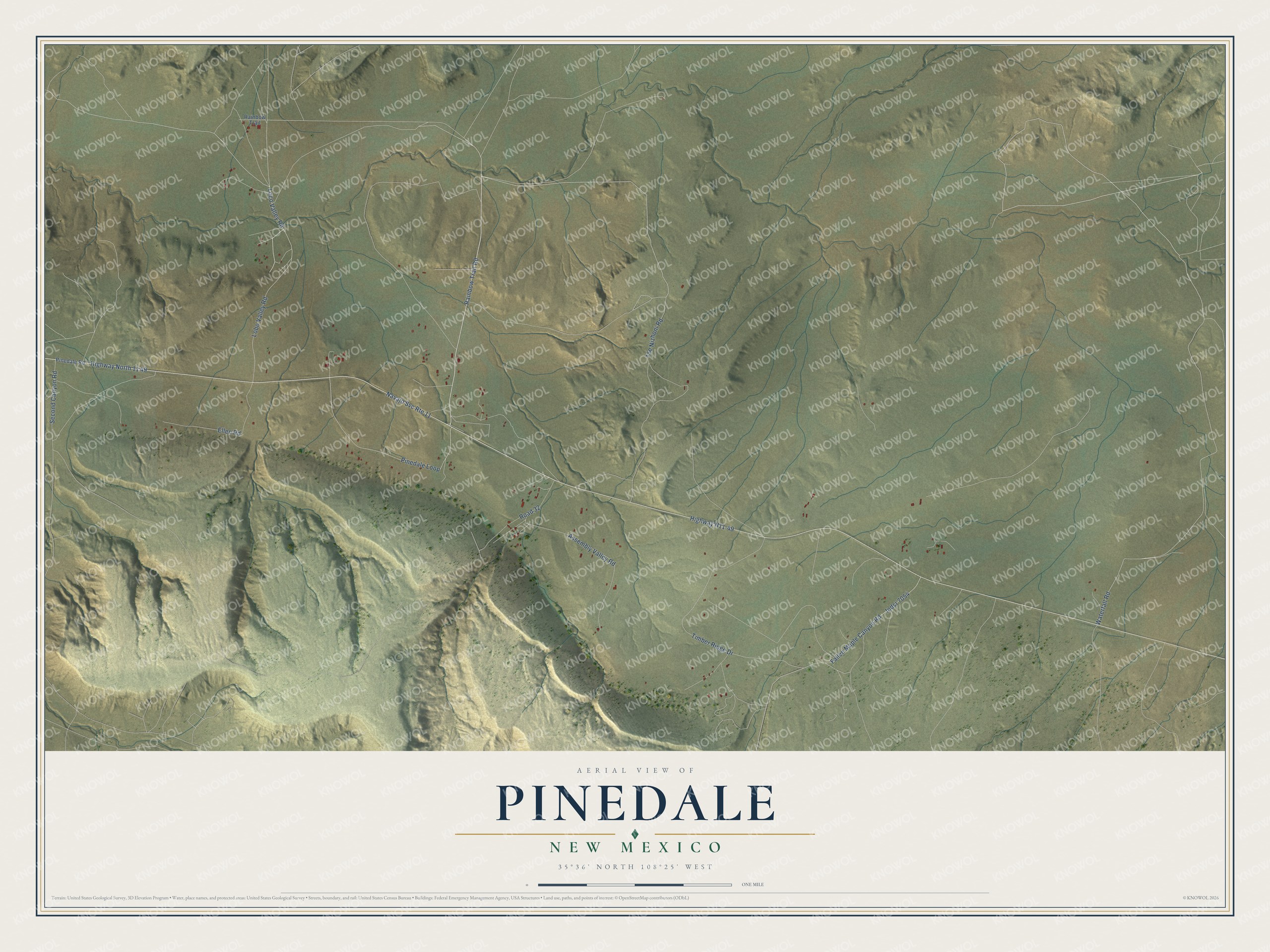 Watermarked full-map preview of Pinedale, New Mexico