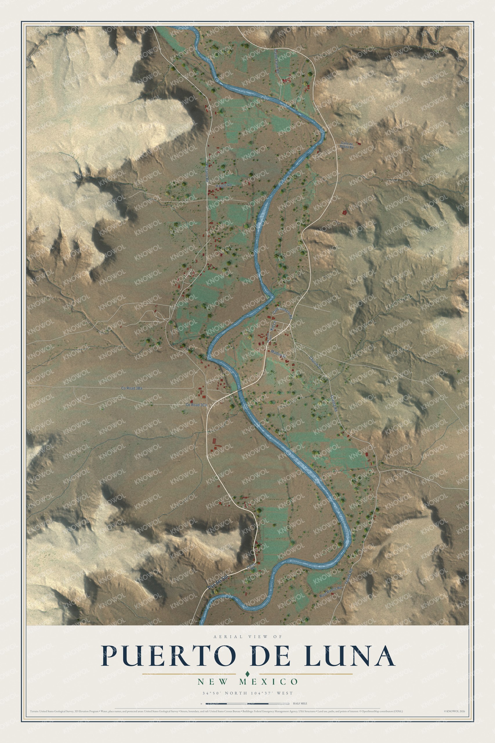 Watermarked full-map preview of Puerto de Luna, New Mexico