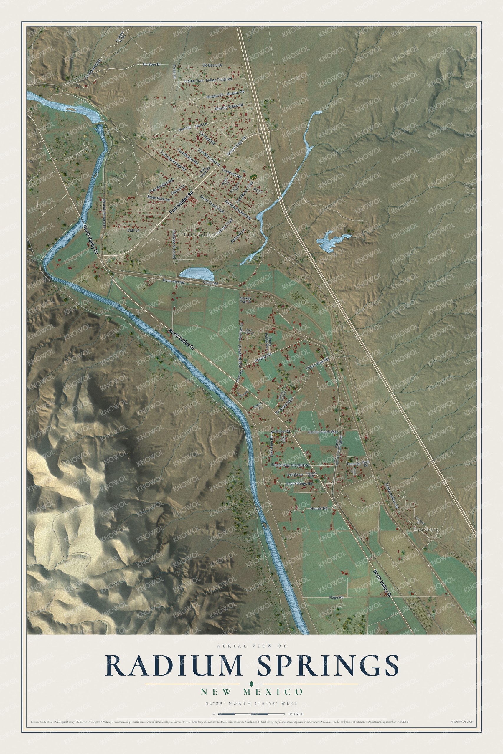 Watermarked full-map preview of Radium Springs, New Mexico