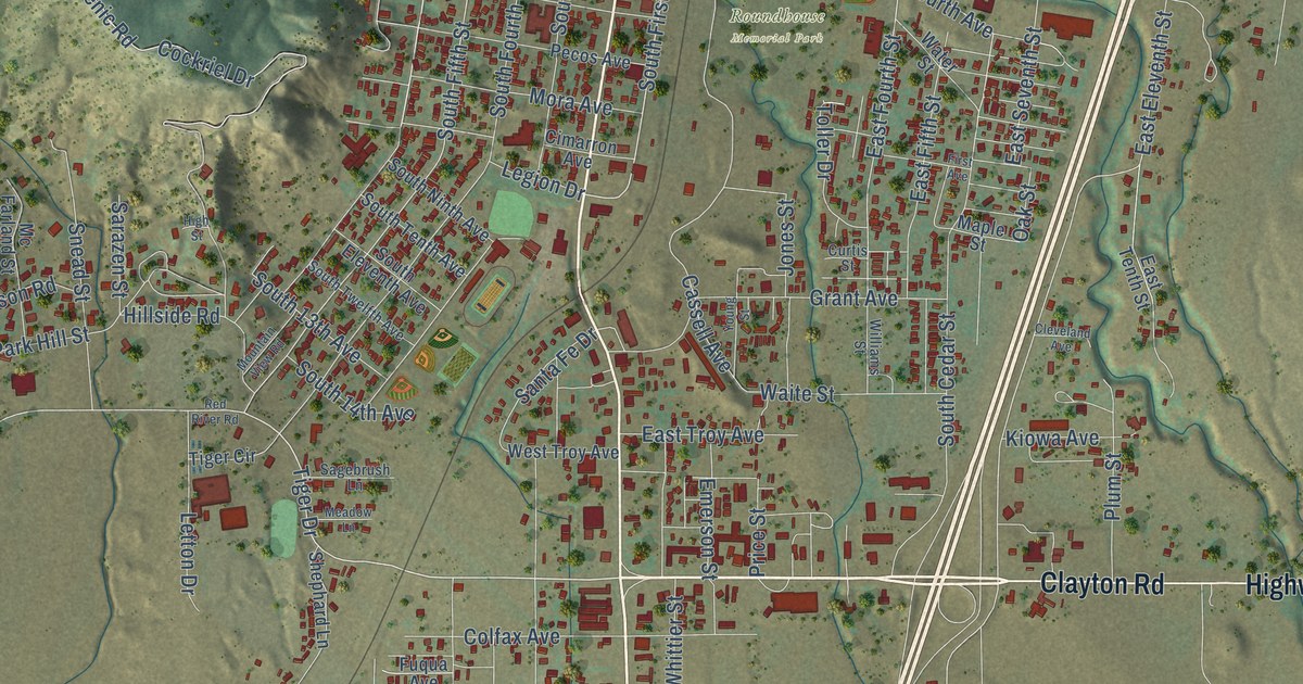 Map of Raton, New Mexico in 2026