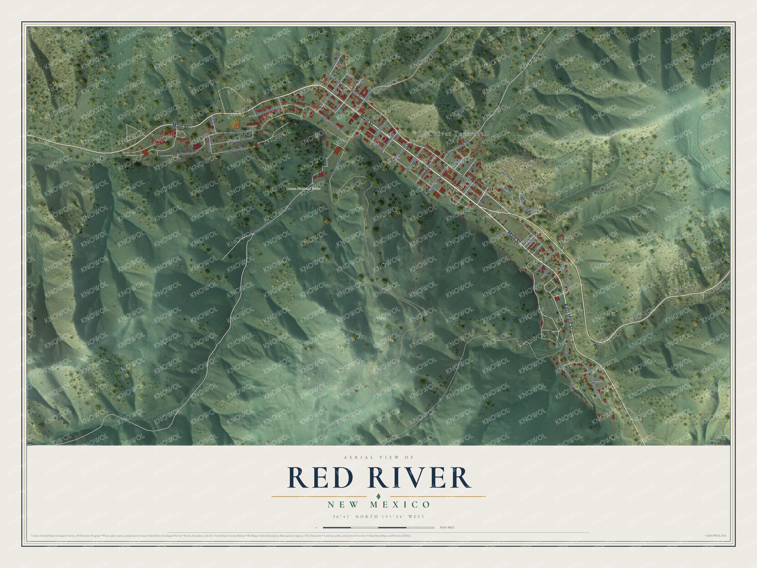 Watermarked full-map preview of Red River, New Mexico