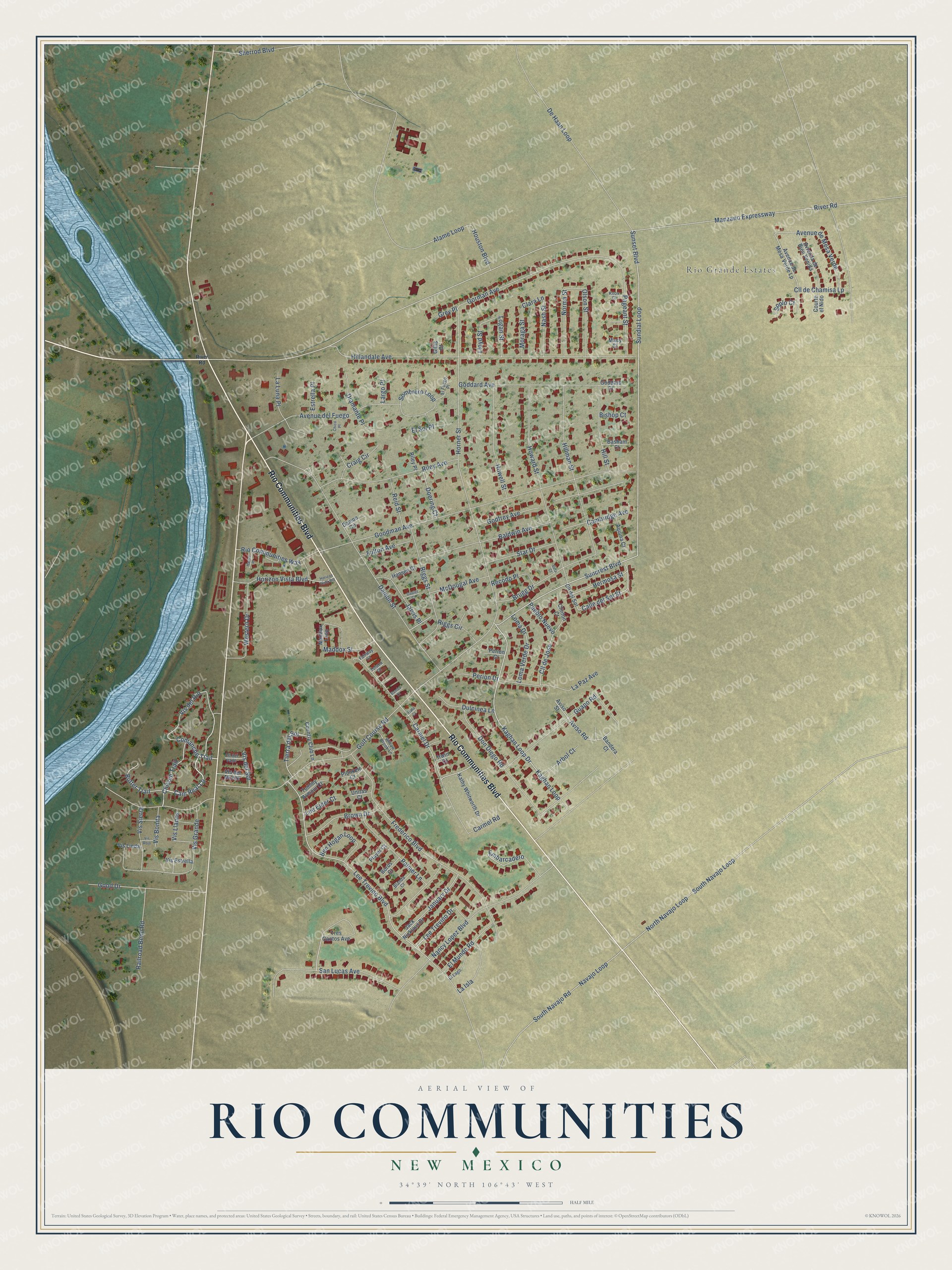 Watermarked full-map preview of Rio Communities, New Mexico