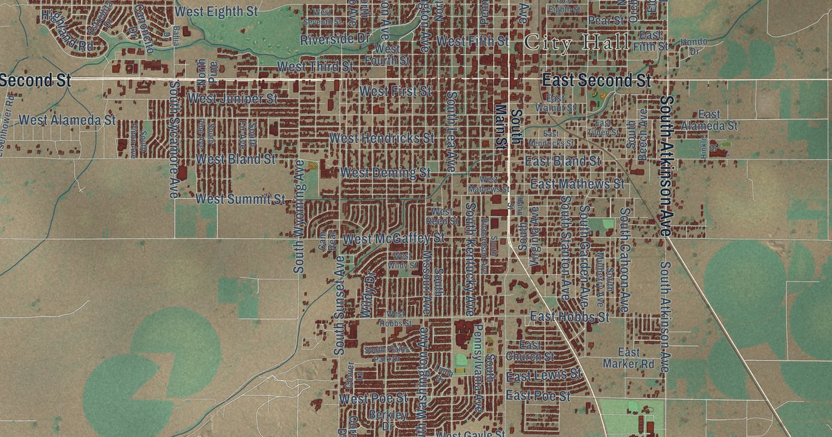 Map of Roswell, New Mexico in 2026
