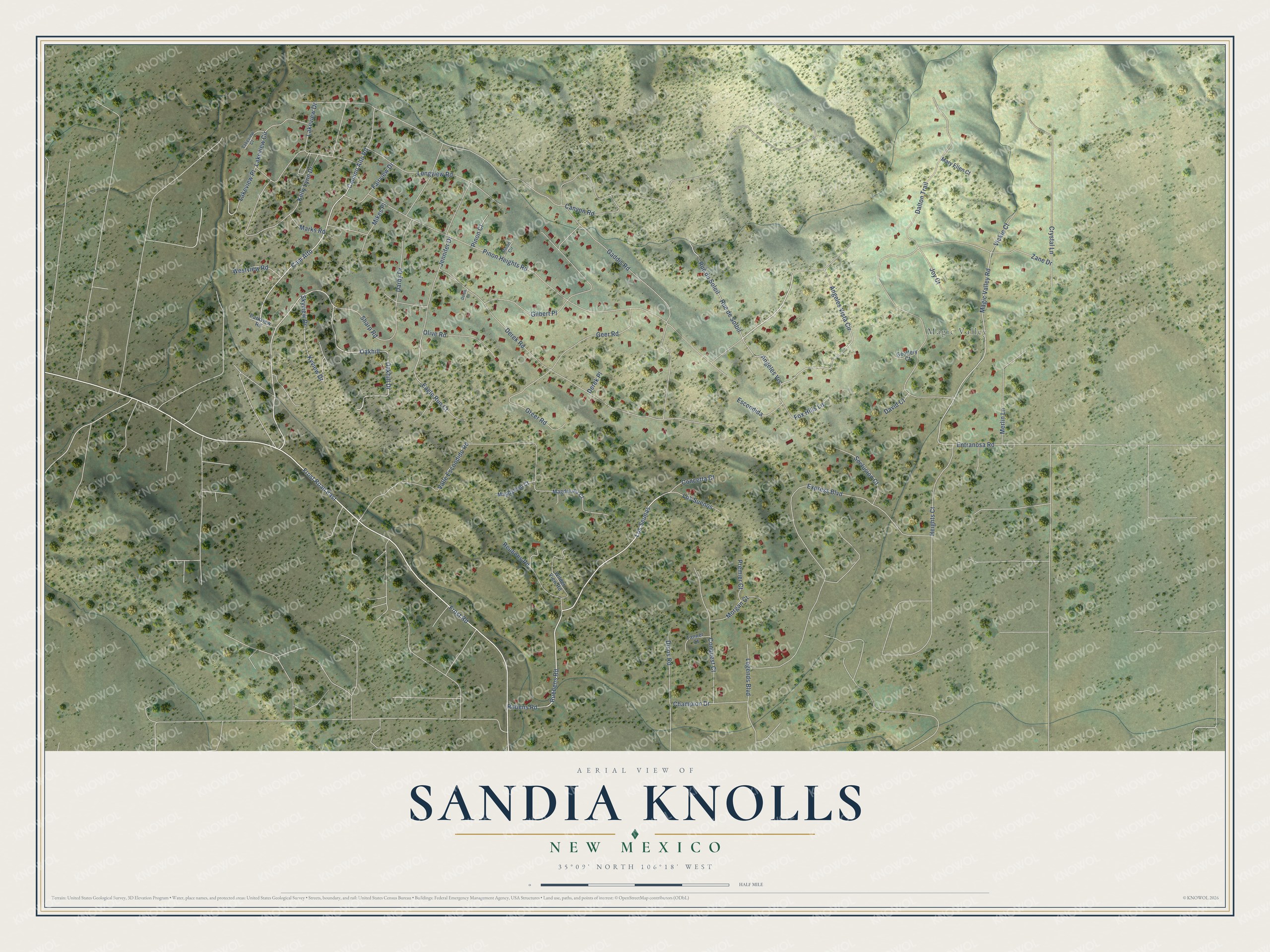 Watermarked full-map preview of Sandia Knolls, New Mexico