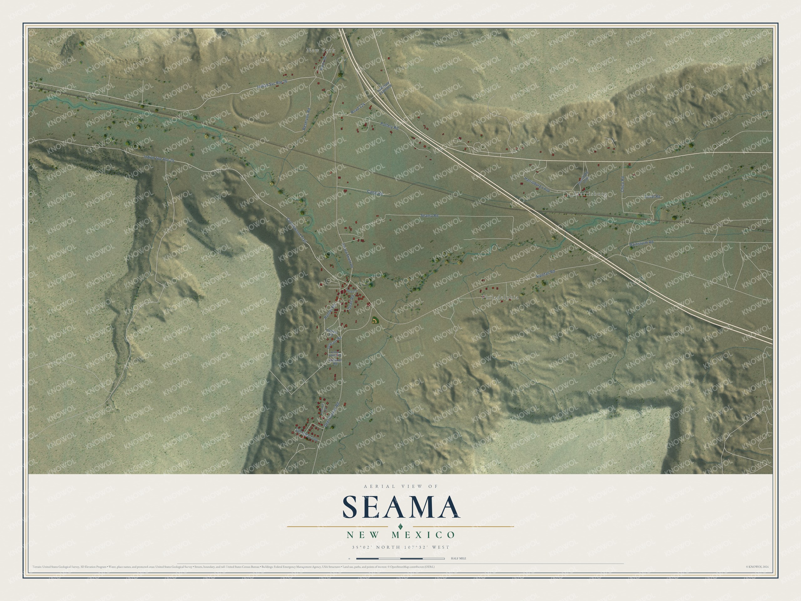 Watermarked full-map preview of Seama, New Mexico