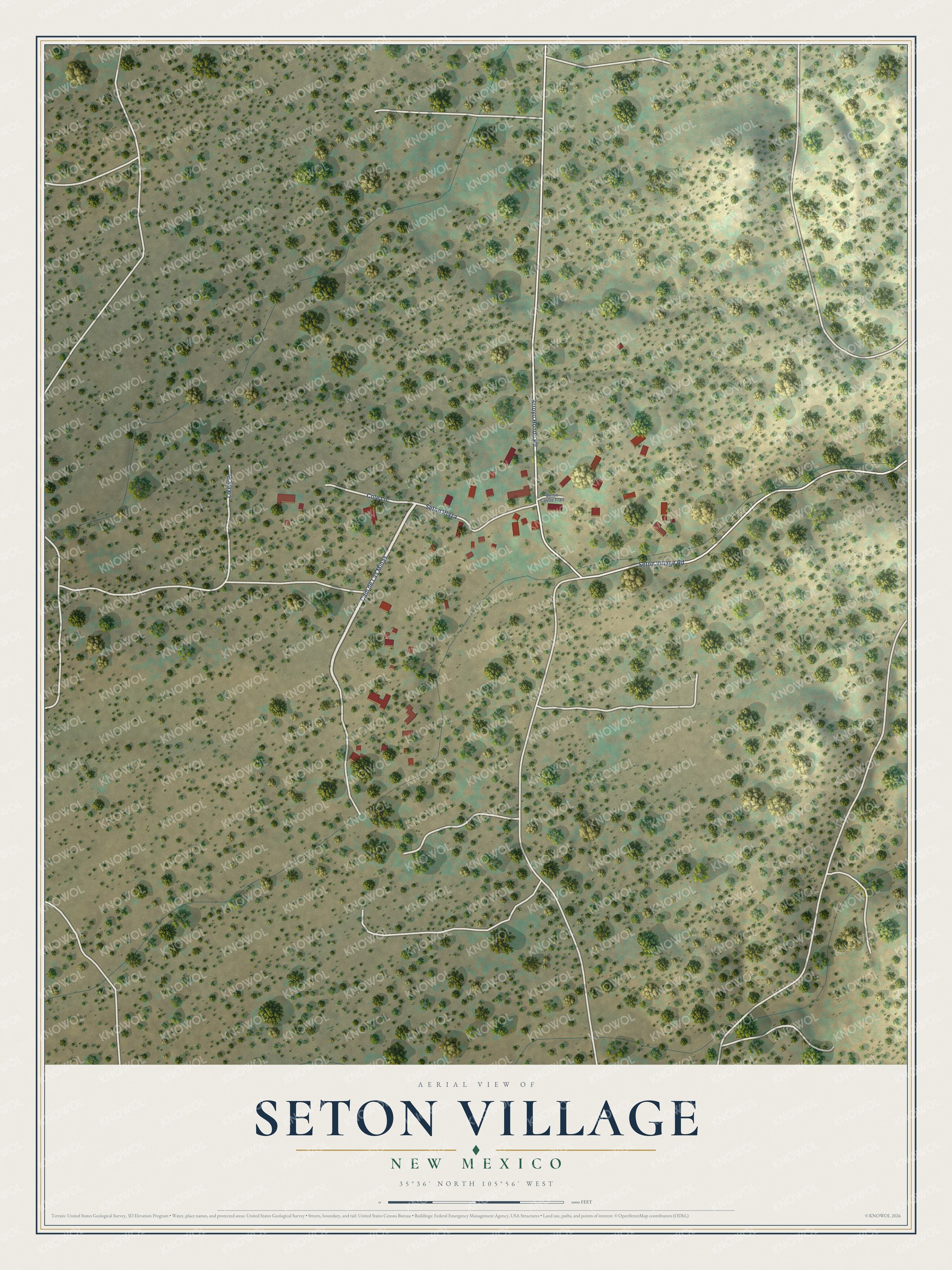 Watermarked full-map preview of Seton Village, New Mexico
