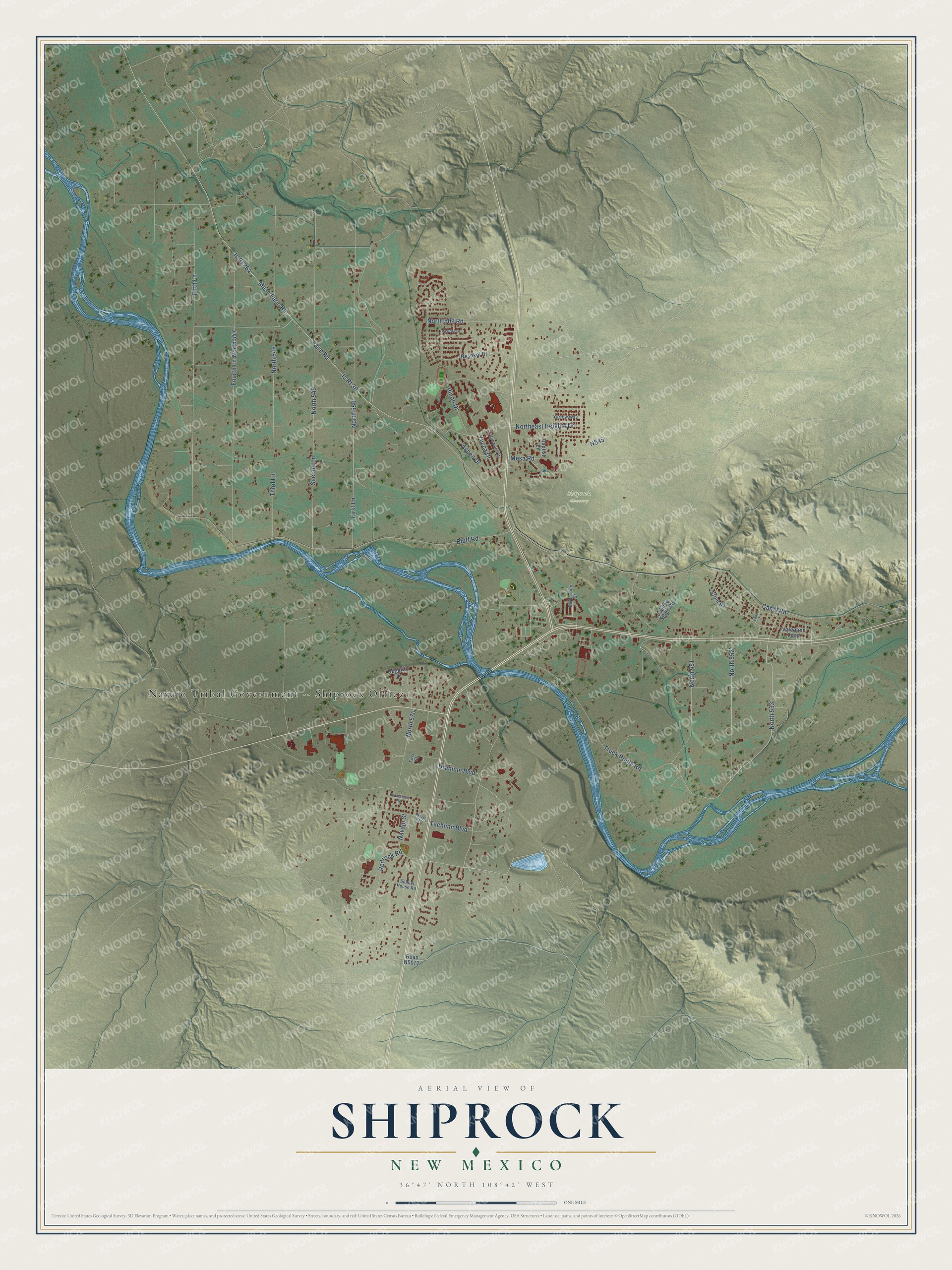 Watermarked full-map preview of Shiprock, New Mexico
