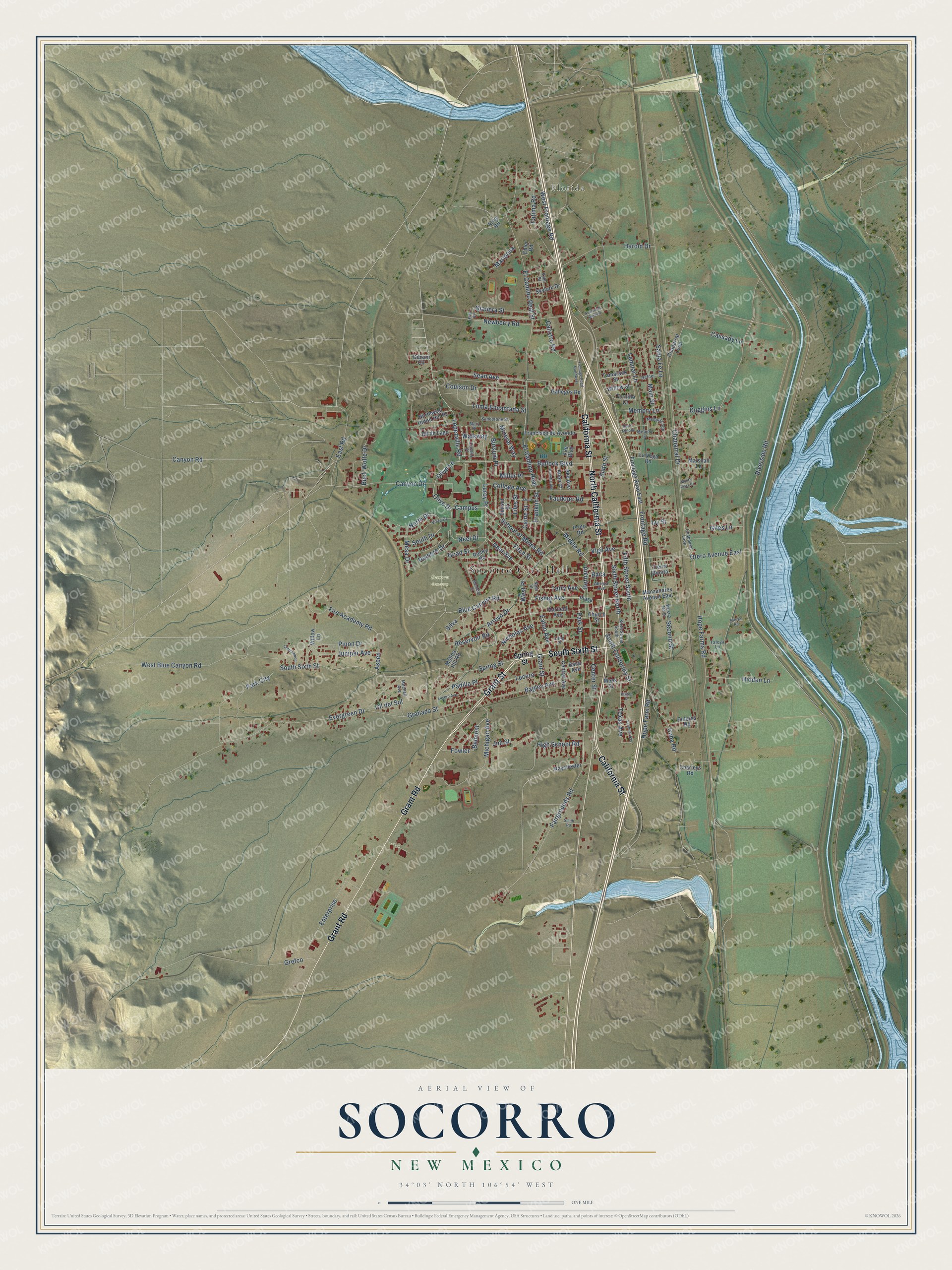 Watermarked full-map preview of Socorro, New Mexico