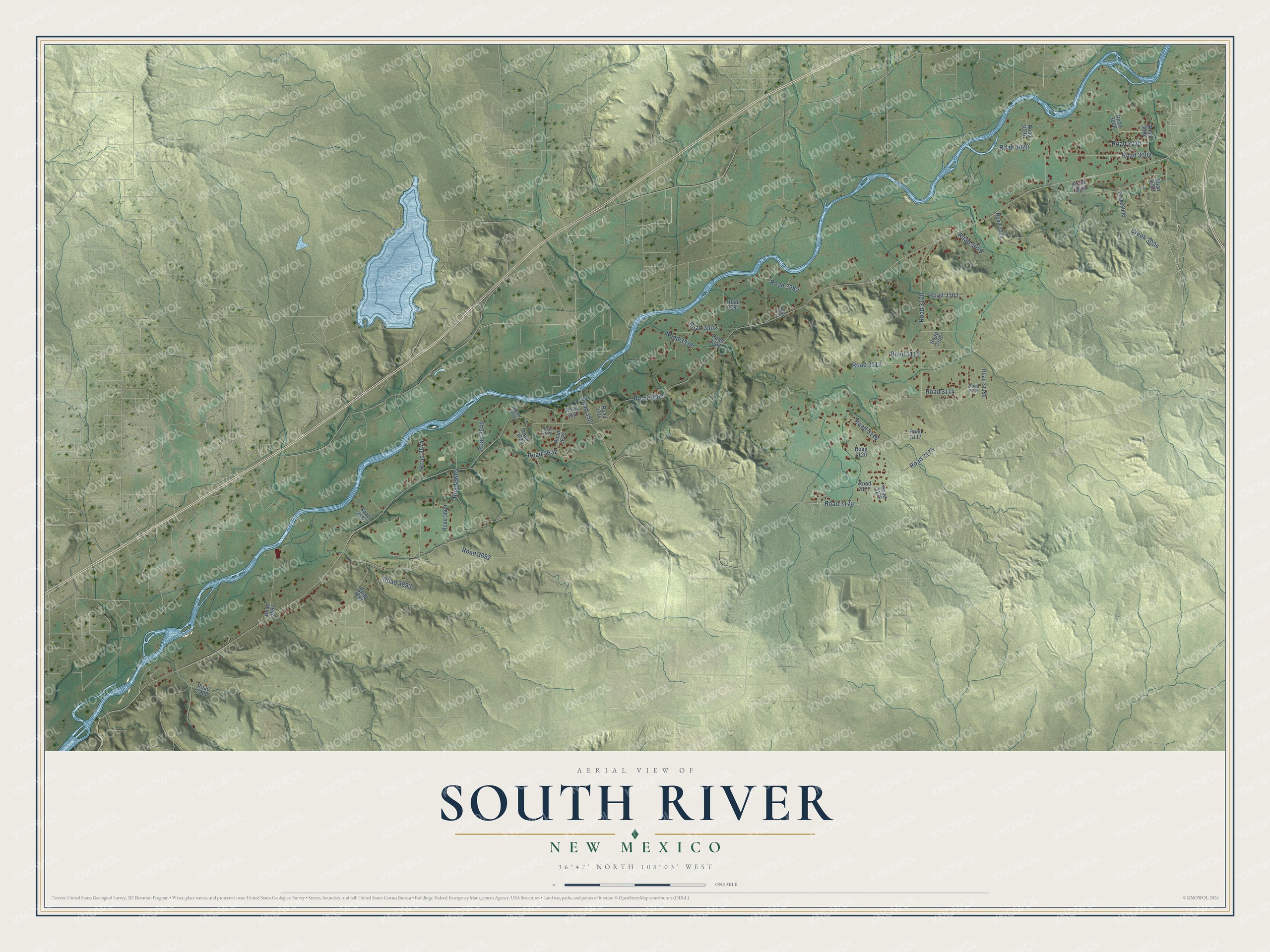 Watermarked full-map preview of South River, New Mexico