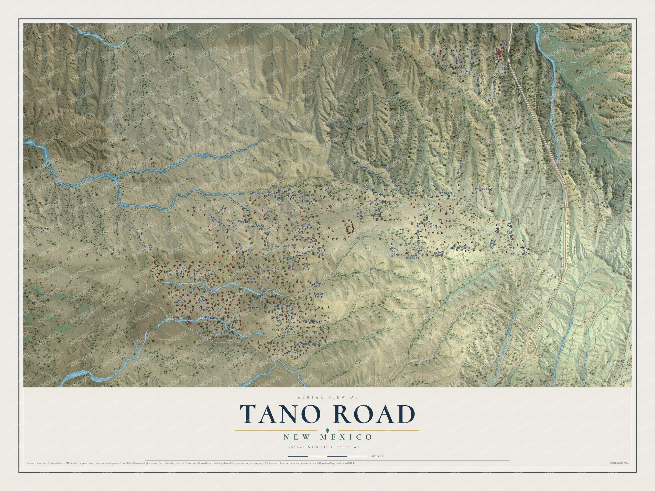 Watermarked full-map preview of Tano Road, New Mexico