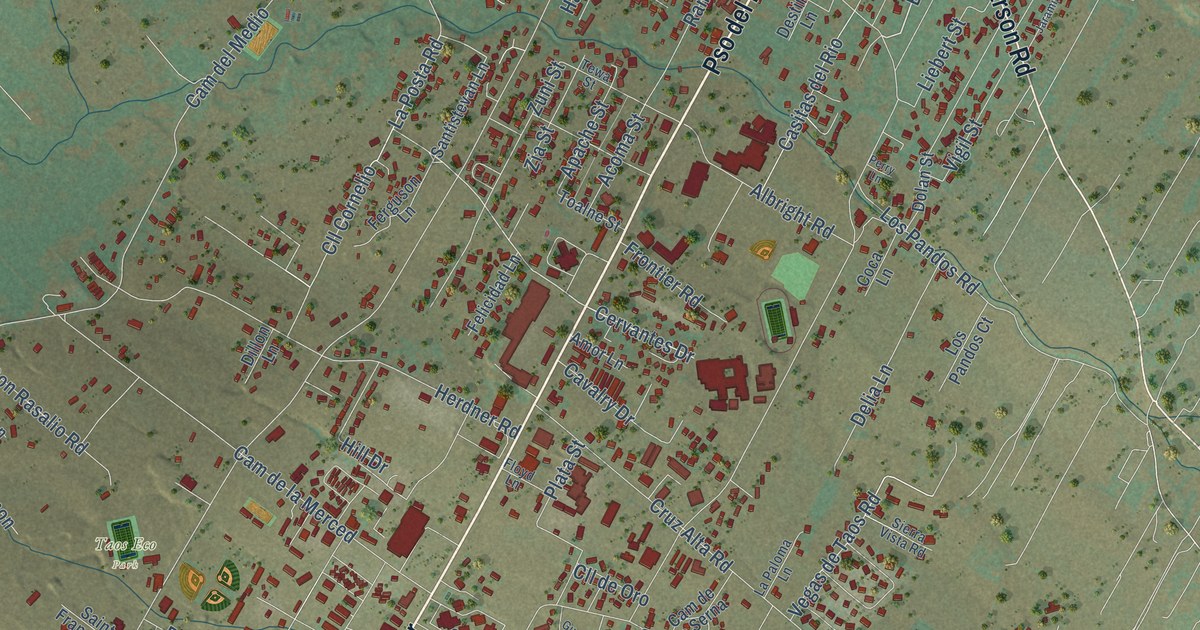 Map of Taos, New Mexico in 2026