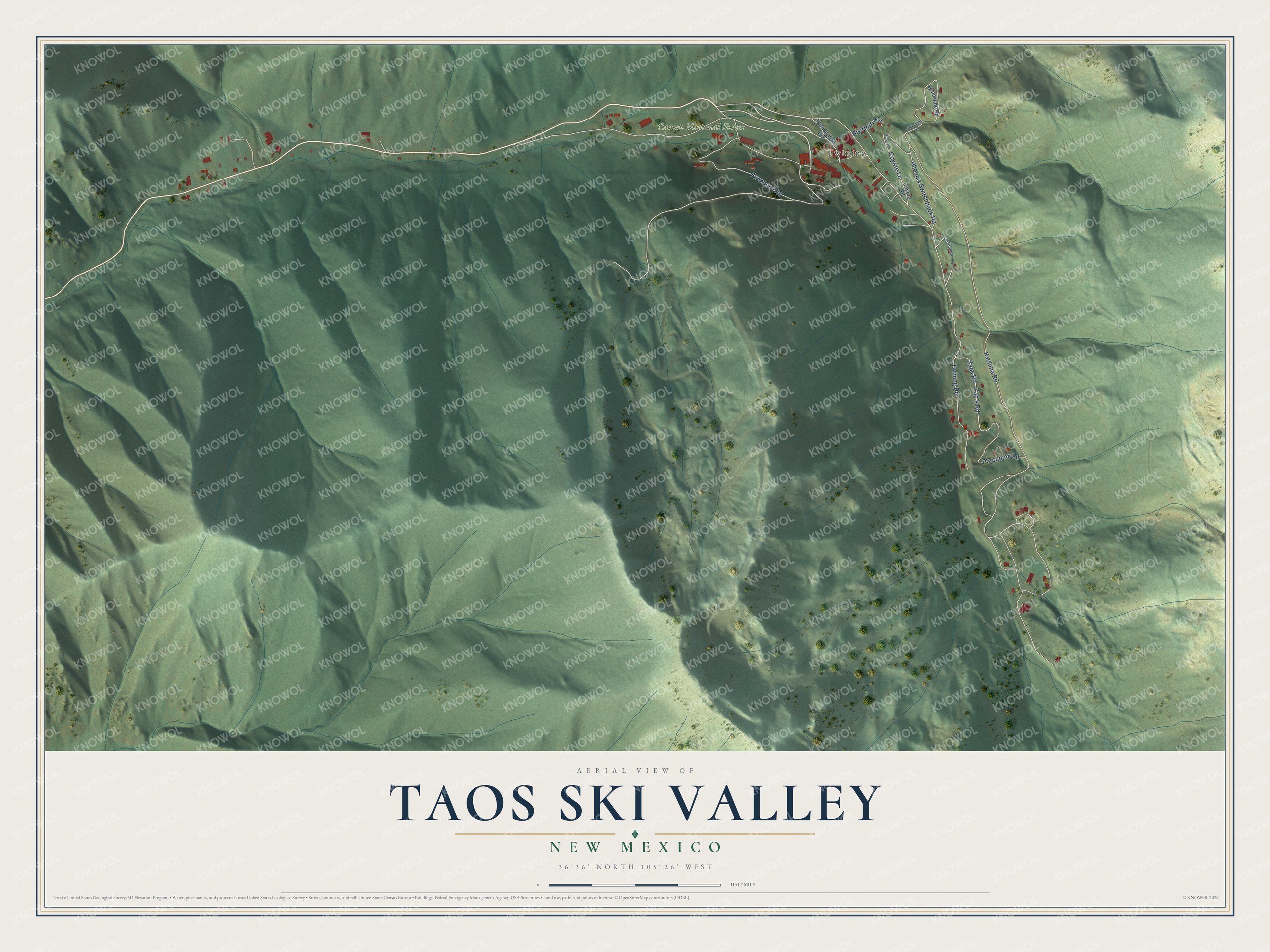 Watermarked full-map preview of Taos Ski Valley, New Mexico