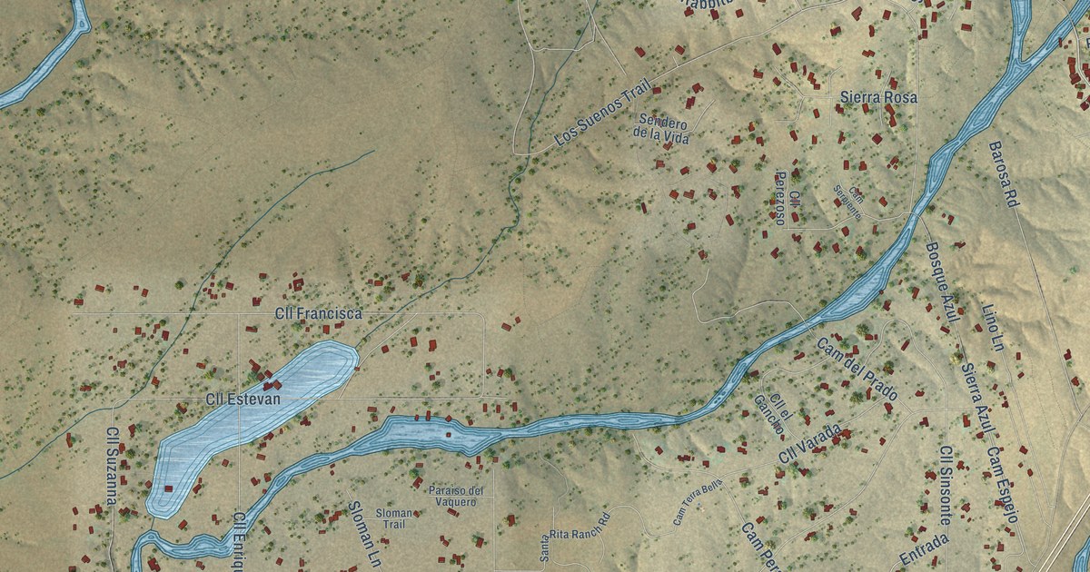 Map of Tres Arroyos, New Mexico in 2026