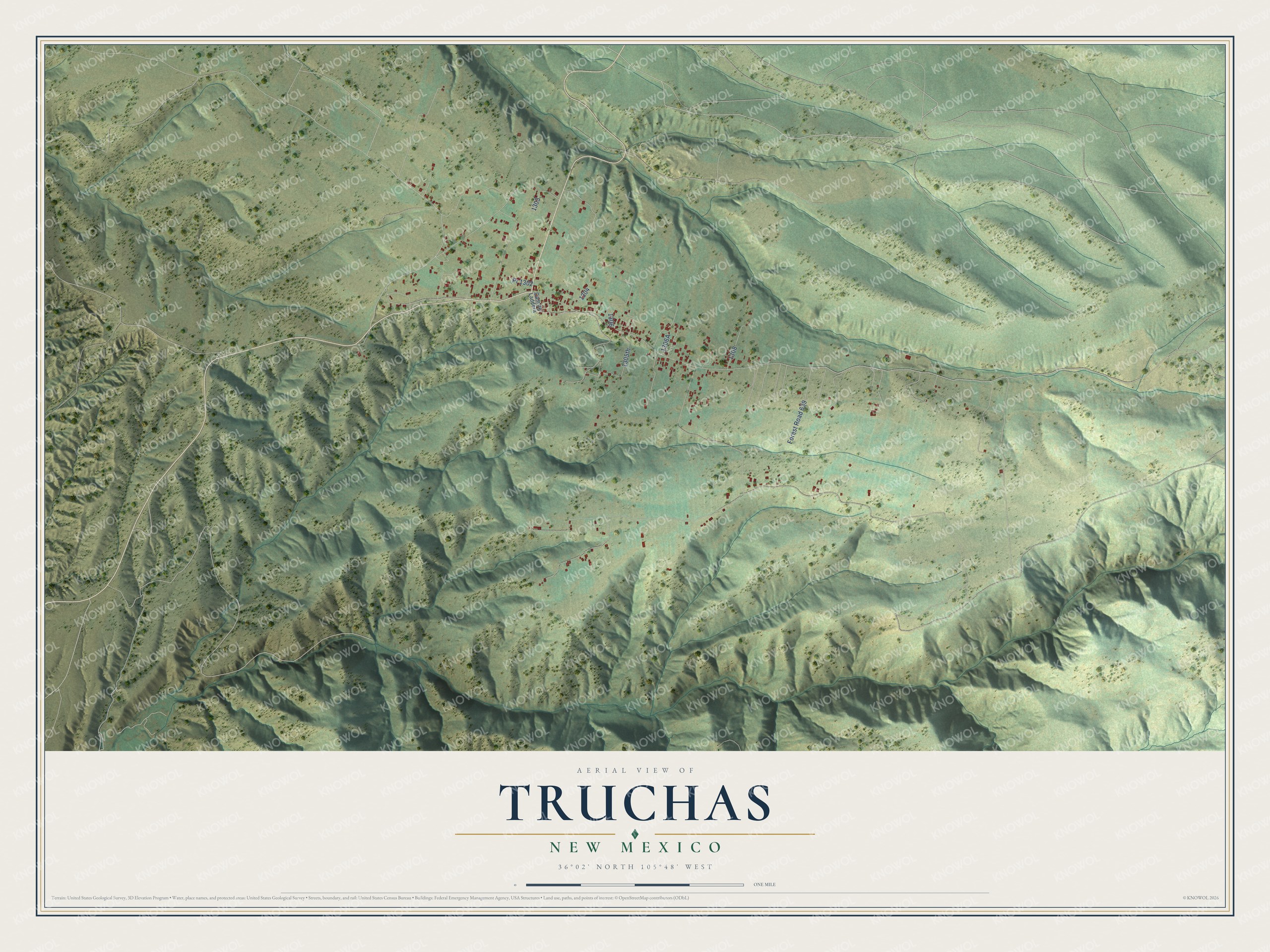 Watermarked full-map preview of Truchas, New Mexico