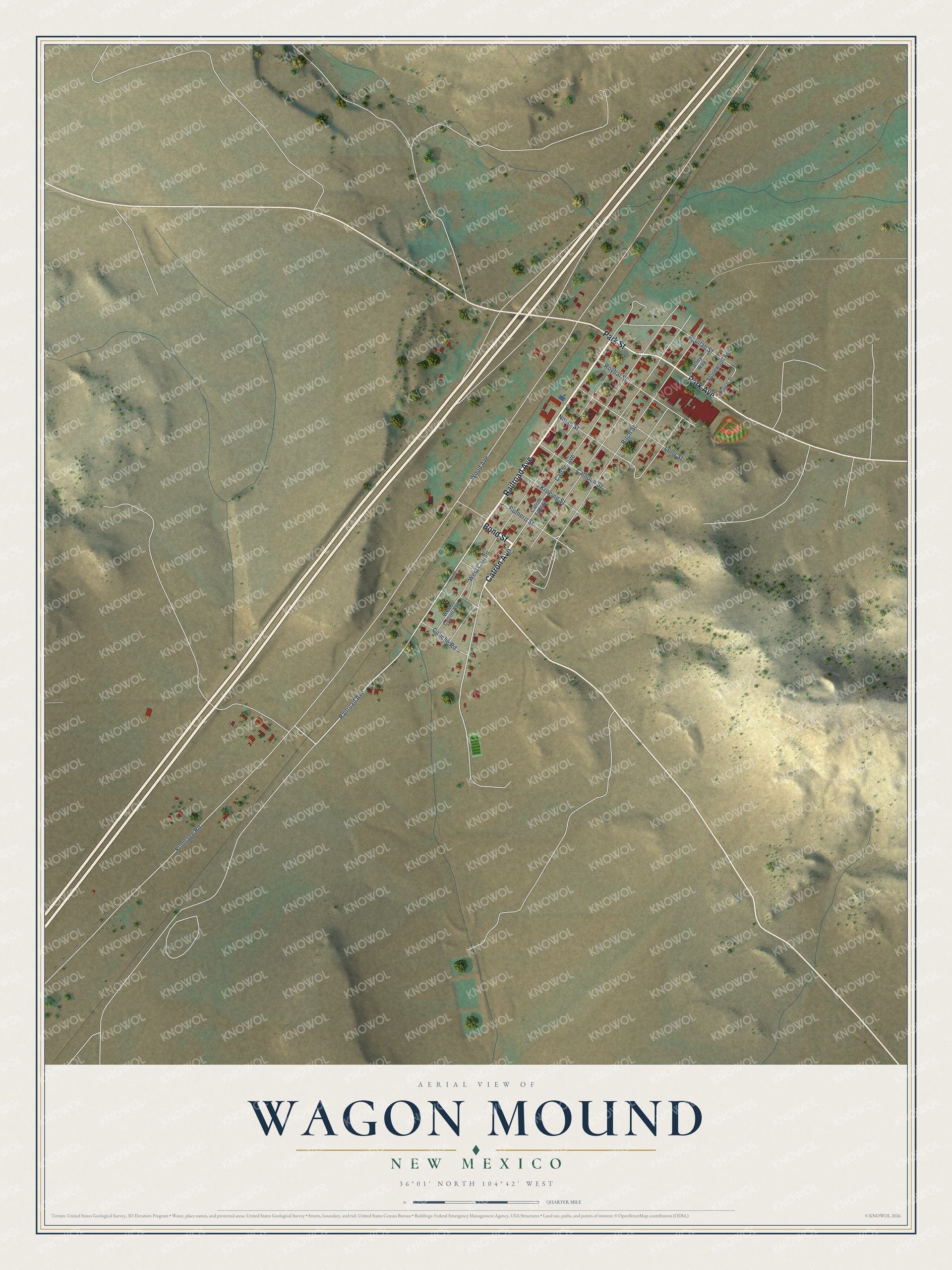 Watermarked full-map preview of Wagon Mound, New Mexico