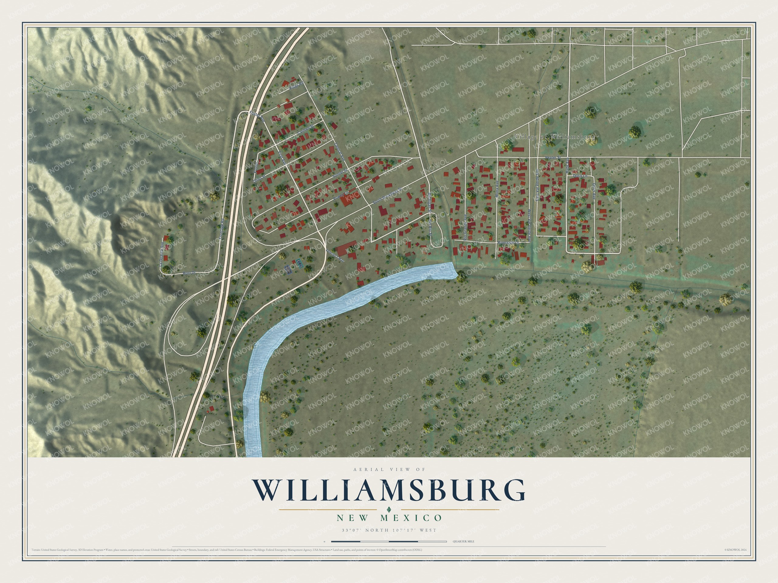 Watermarked full-map preview of Williamsburg, New Mexico