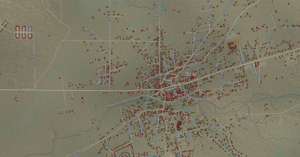 Map of Zuni Pueblo, New Mexico in 2026