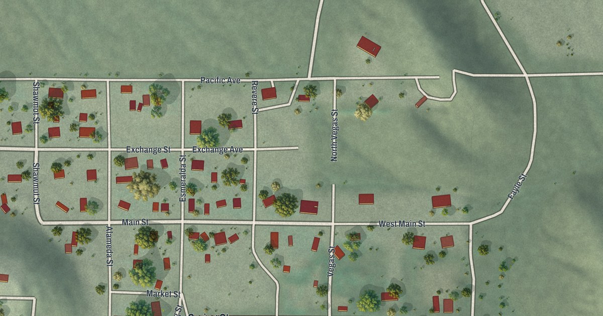 Map of Goodsprings, Nevada in 2026