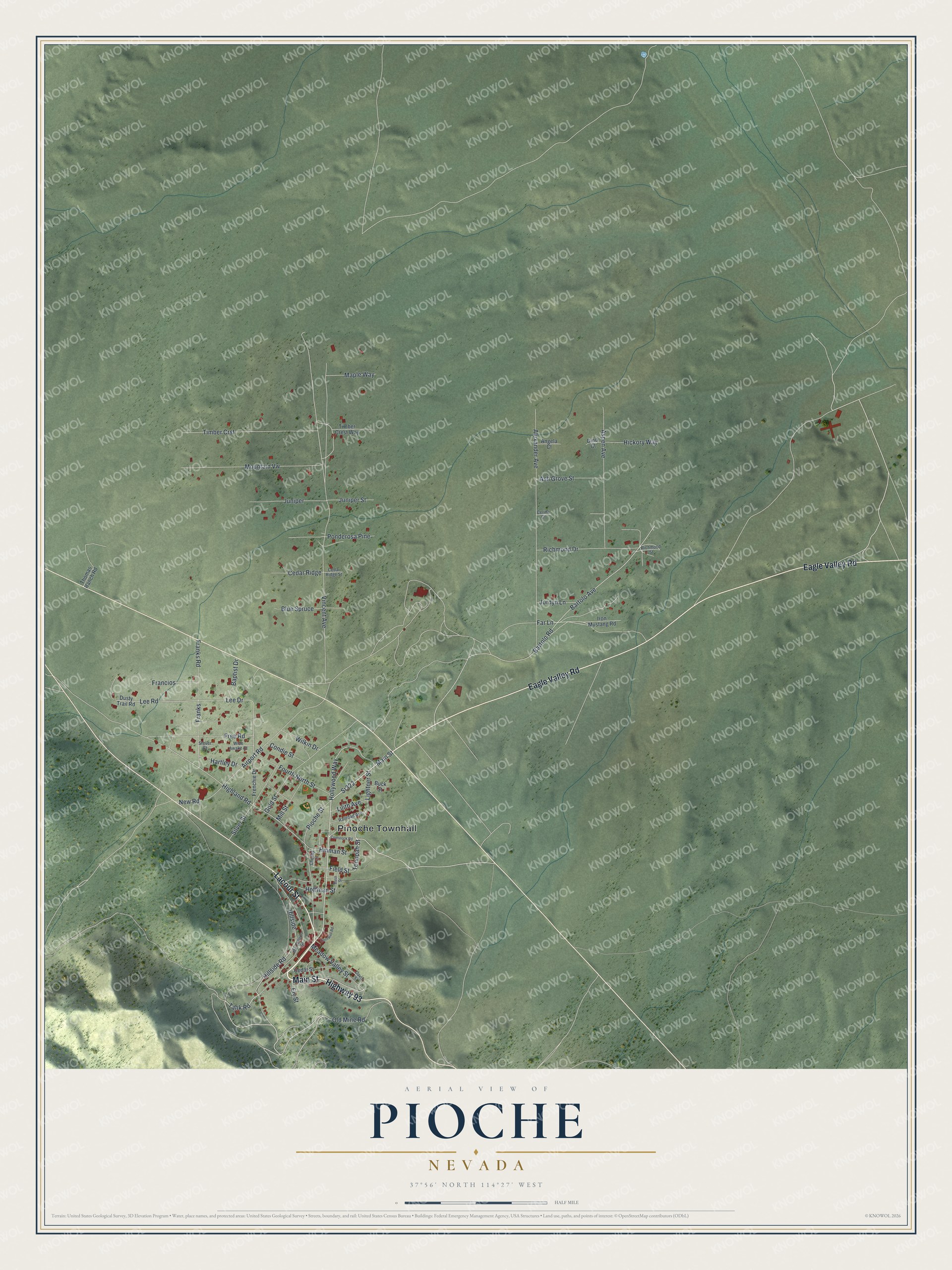 Watermarked full-map preview of Pioche, Nevada