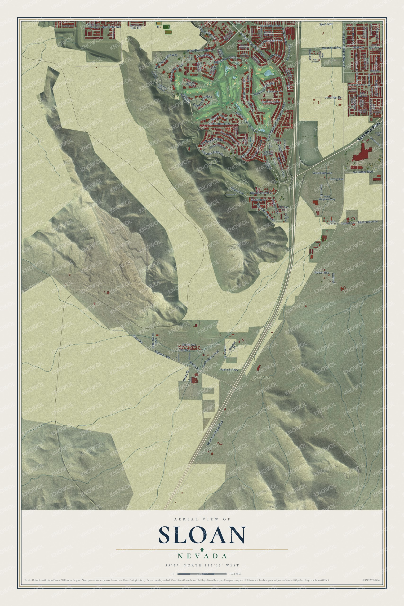Watermarked full-map preview of Sloan, Nevada