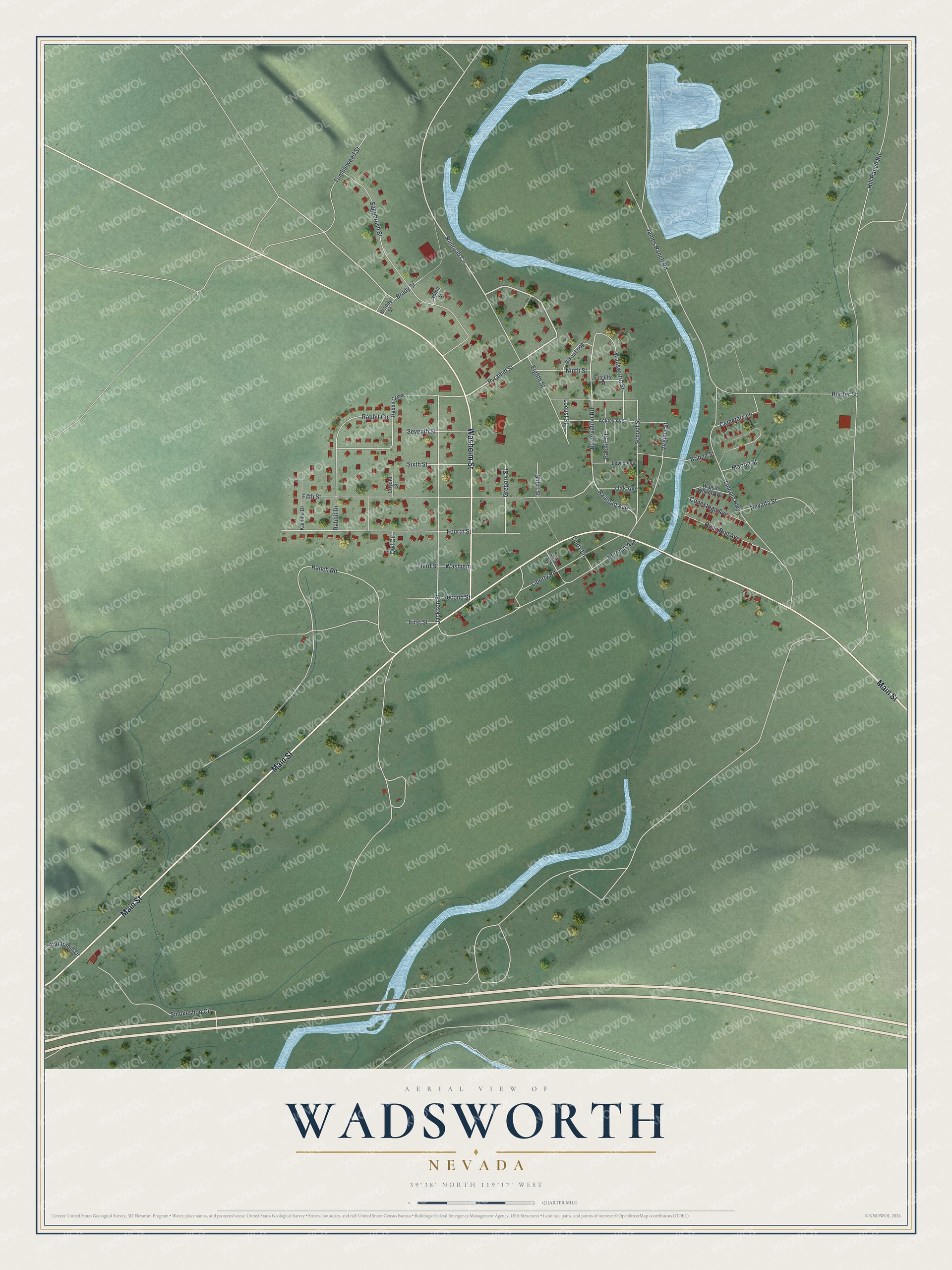 Watermarked full-map preview of Wadsworth, Nevada