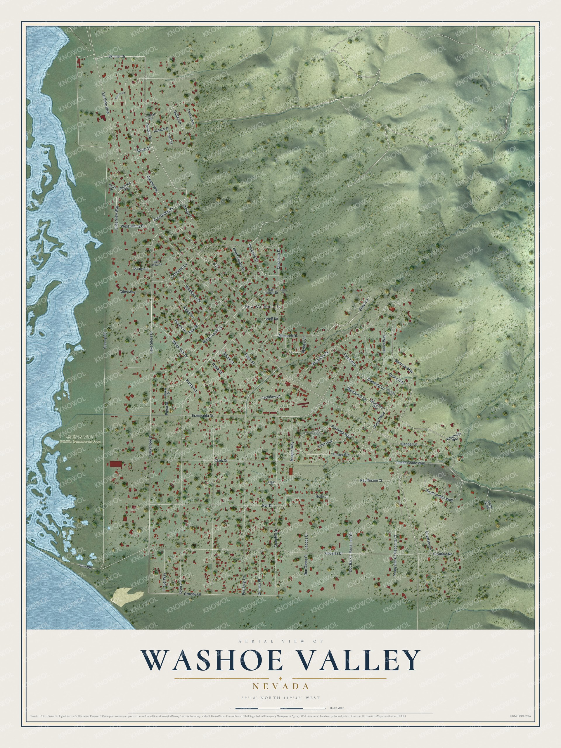 Watermarked full-map preview of Washoe Valley, Nevada