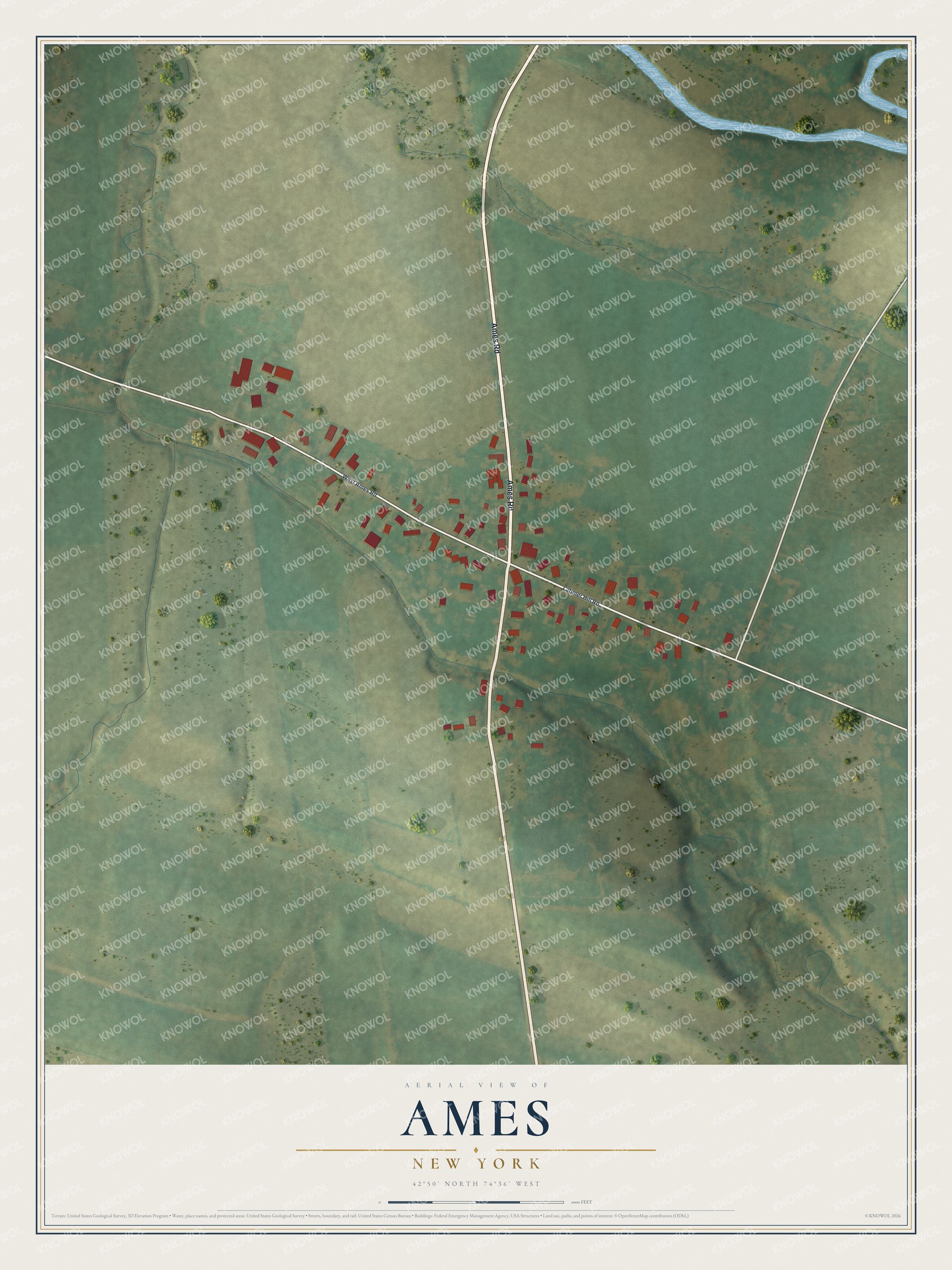 Watermarked full-map preview of Ames, New York