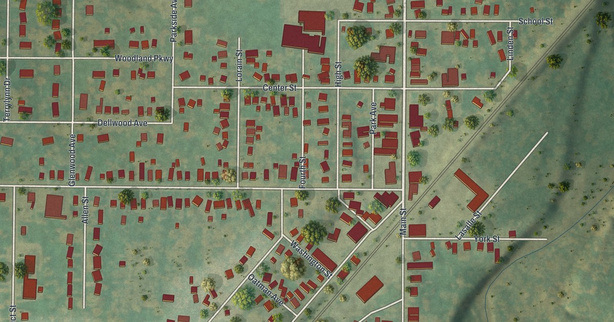 Map of Angola, New York in 2026