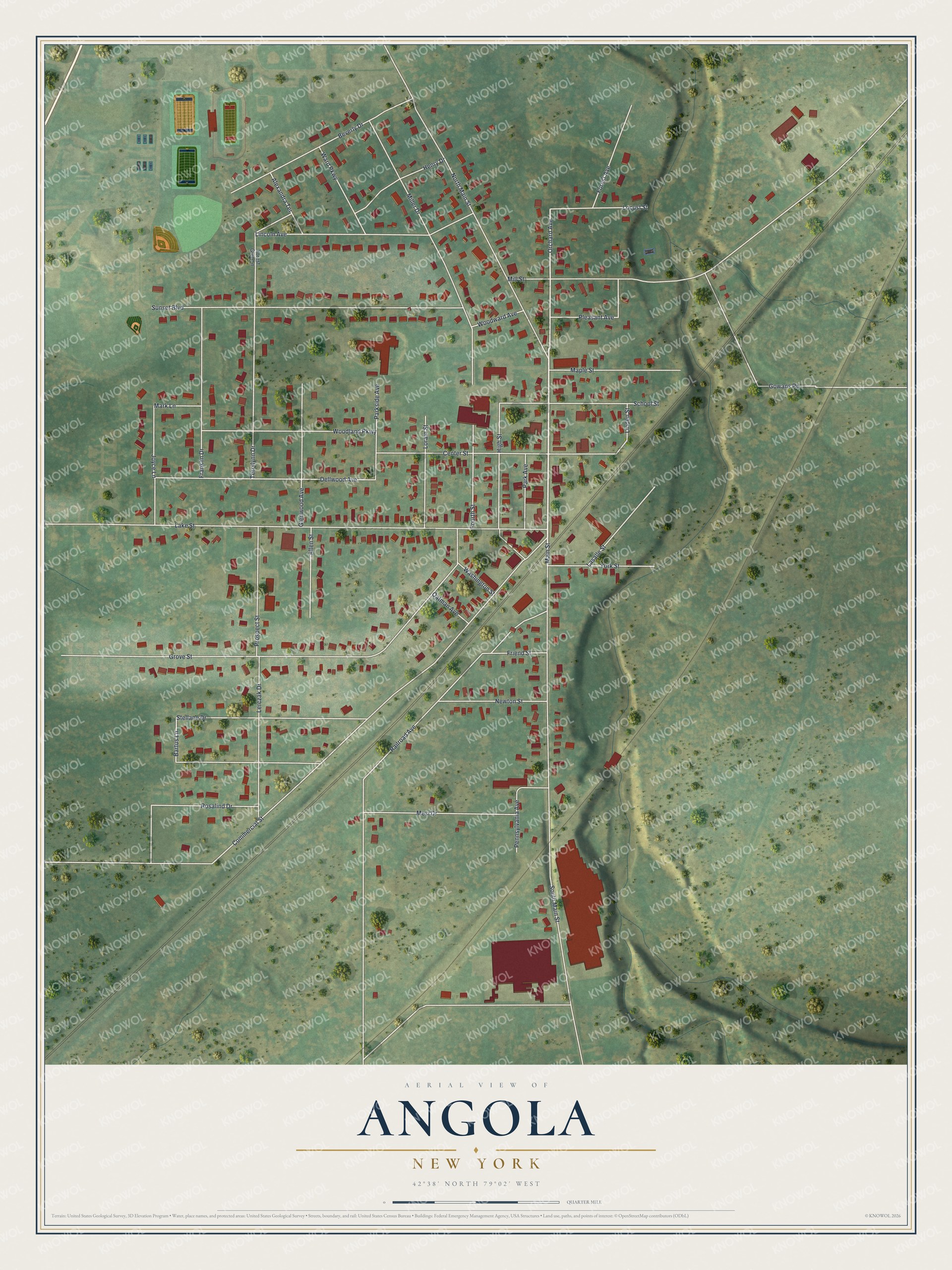 Watermarked full-map preview of Angola, New York
