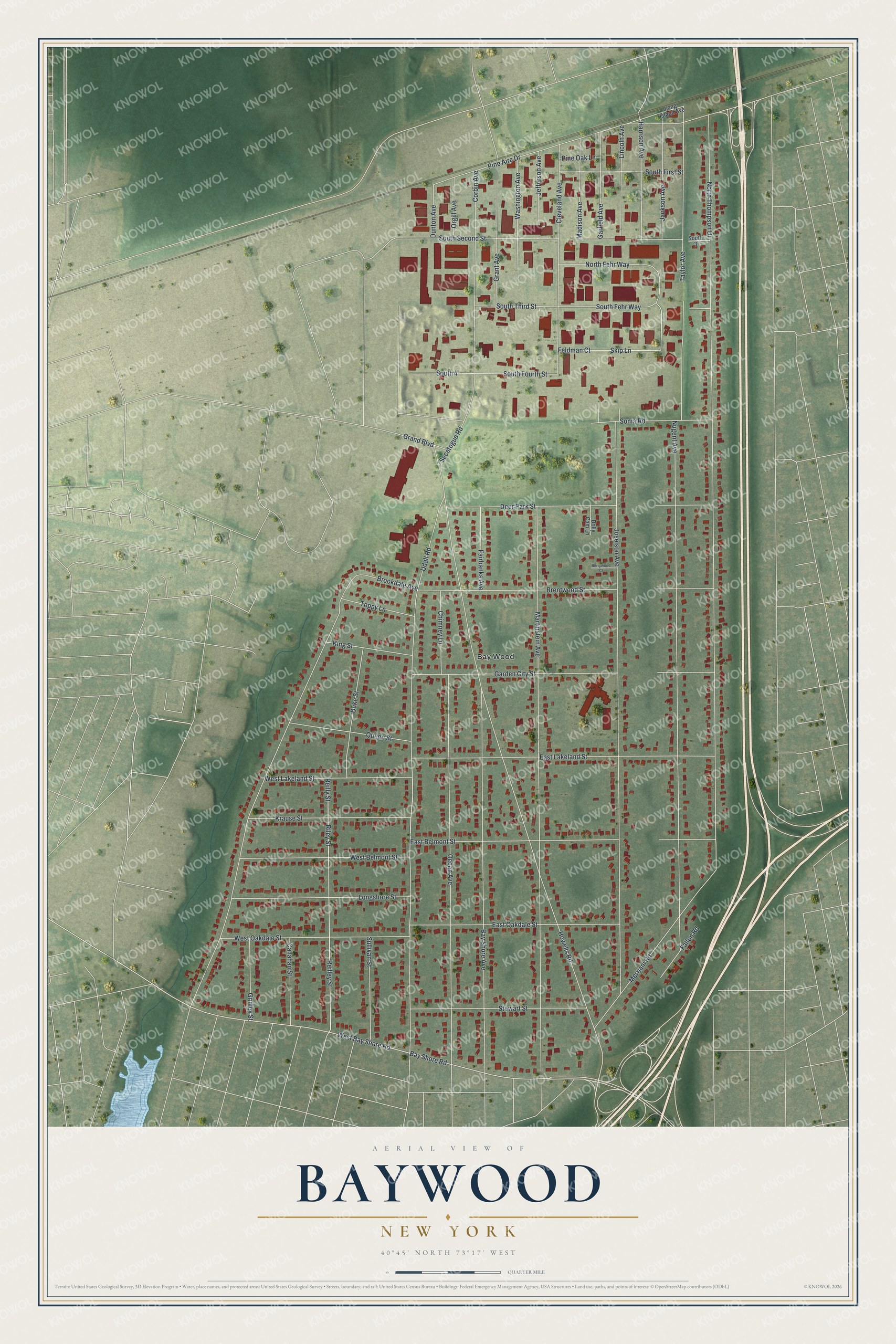 Watermarked full-map preview of Baywood, New York
