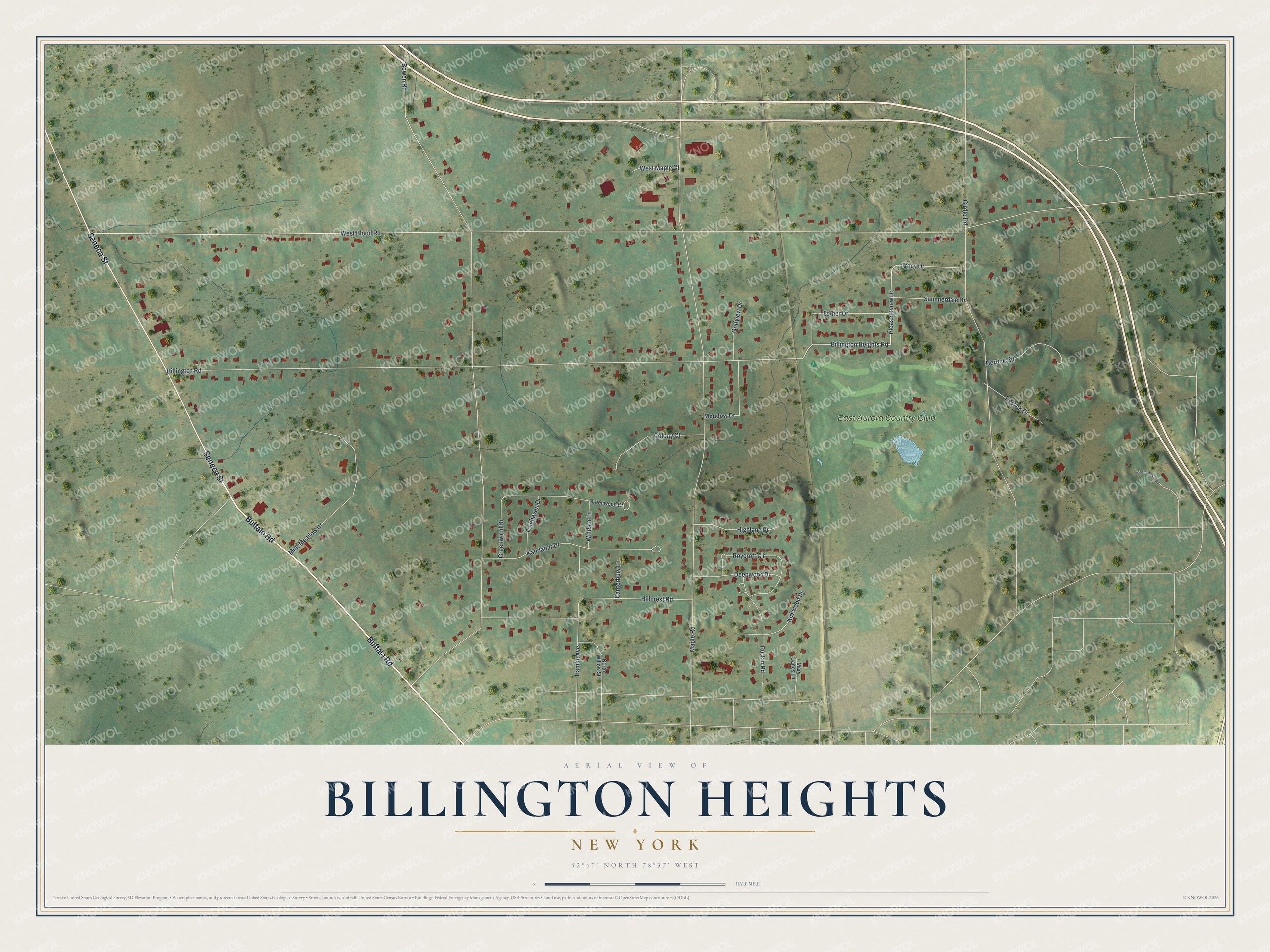 Watermarked full-map preview of Billington Heights, New York