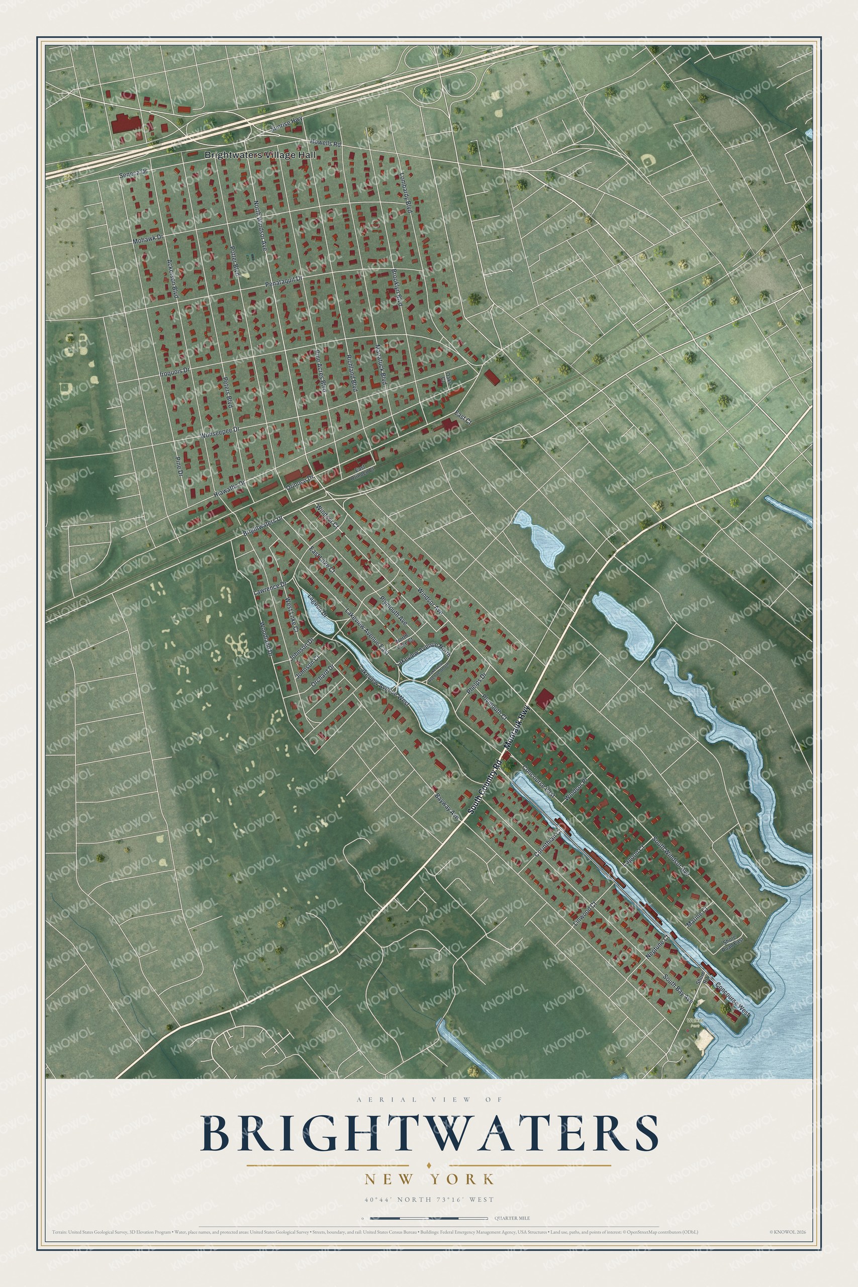 Watermarked full-map preview of Brightwaters, New York