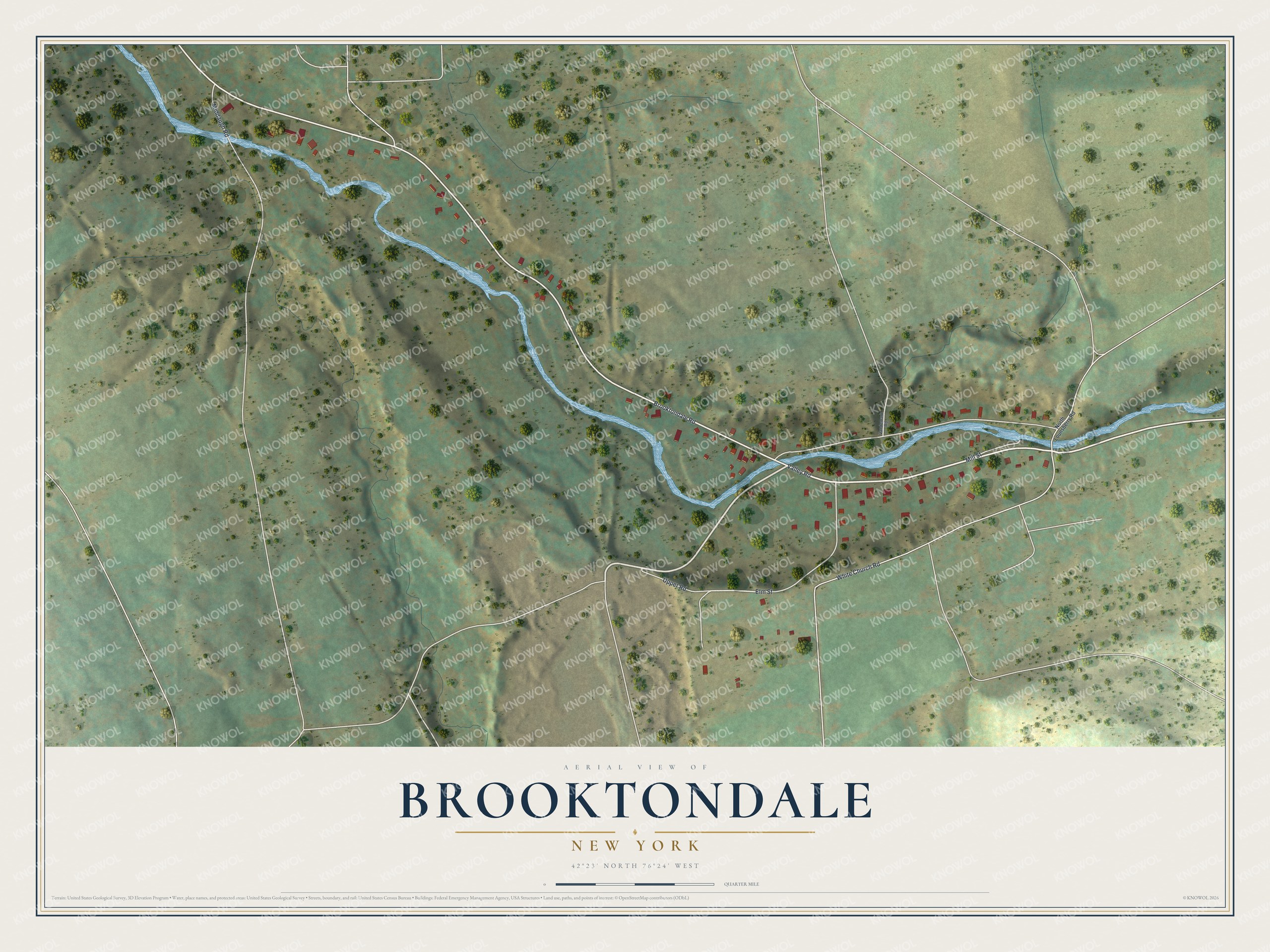 Watermarked full-map preview of Brooktondale, New York