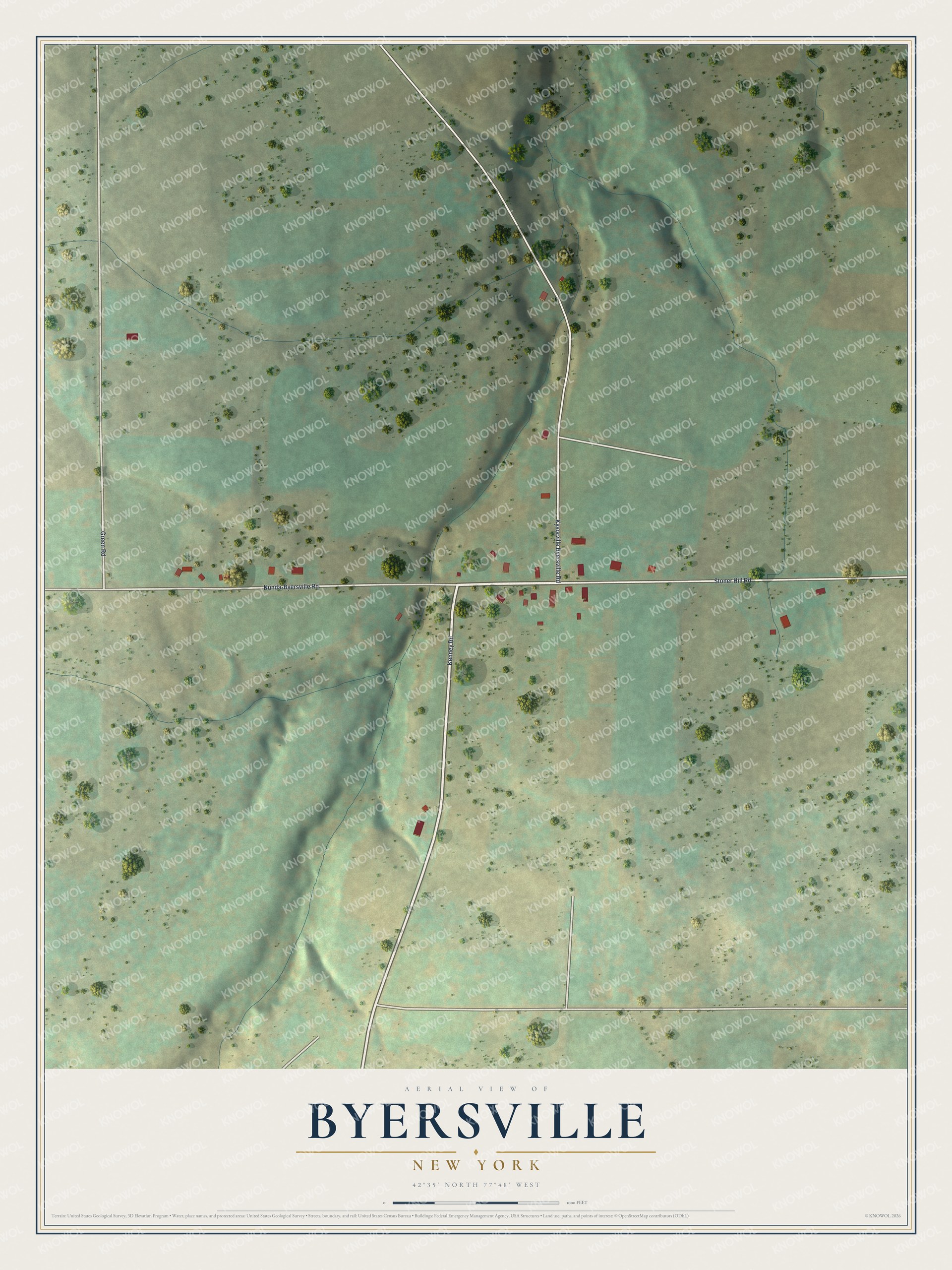 Watermarked full-map preview of Byersville, New York