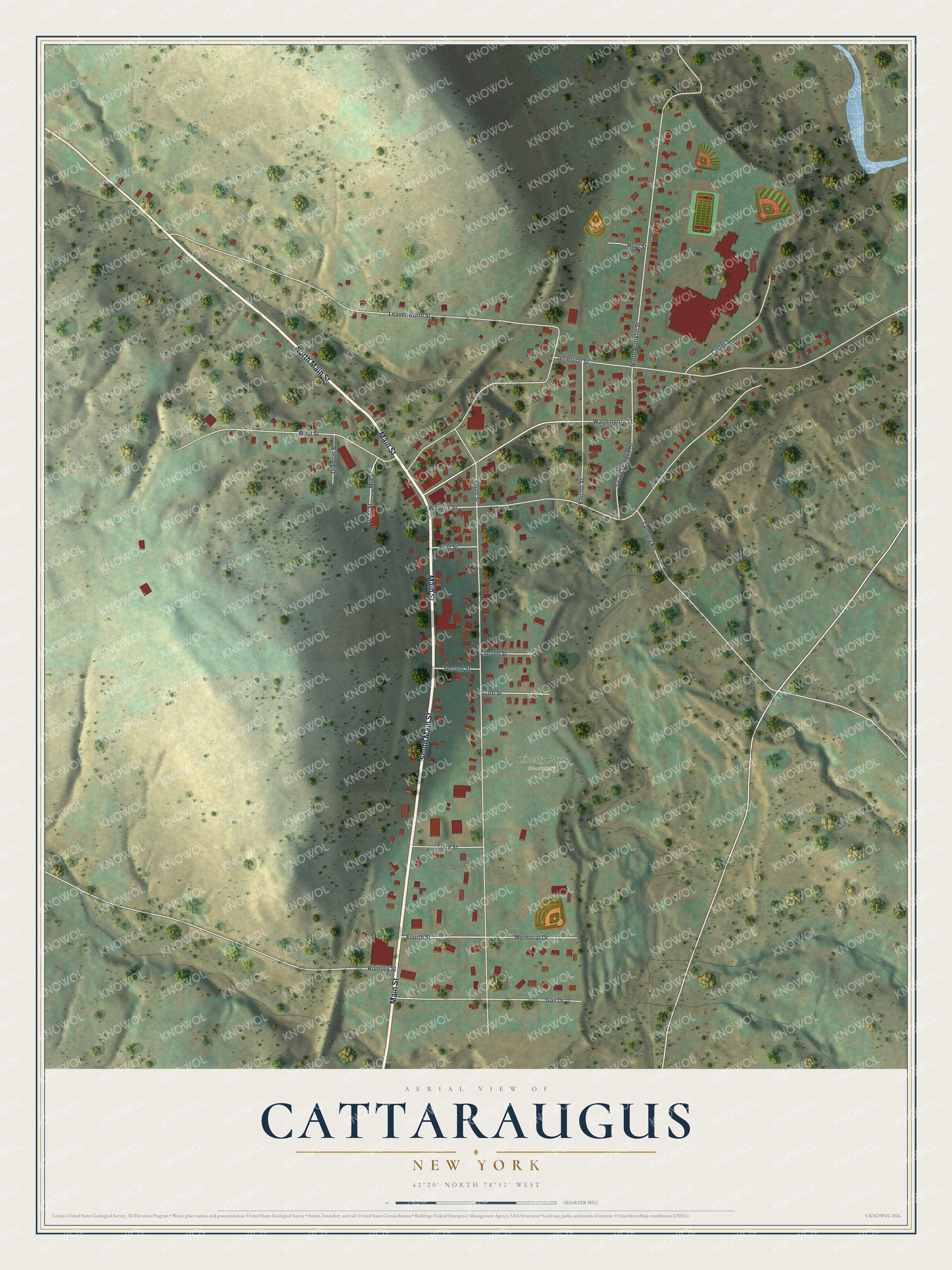Watermarked full-map preview of Cattaraugus, New York