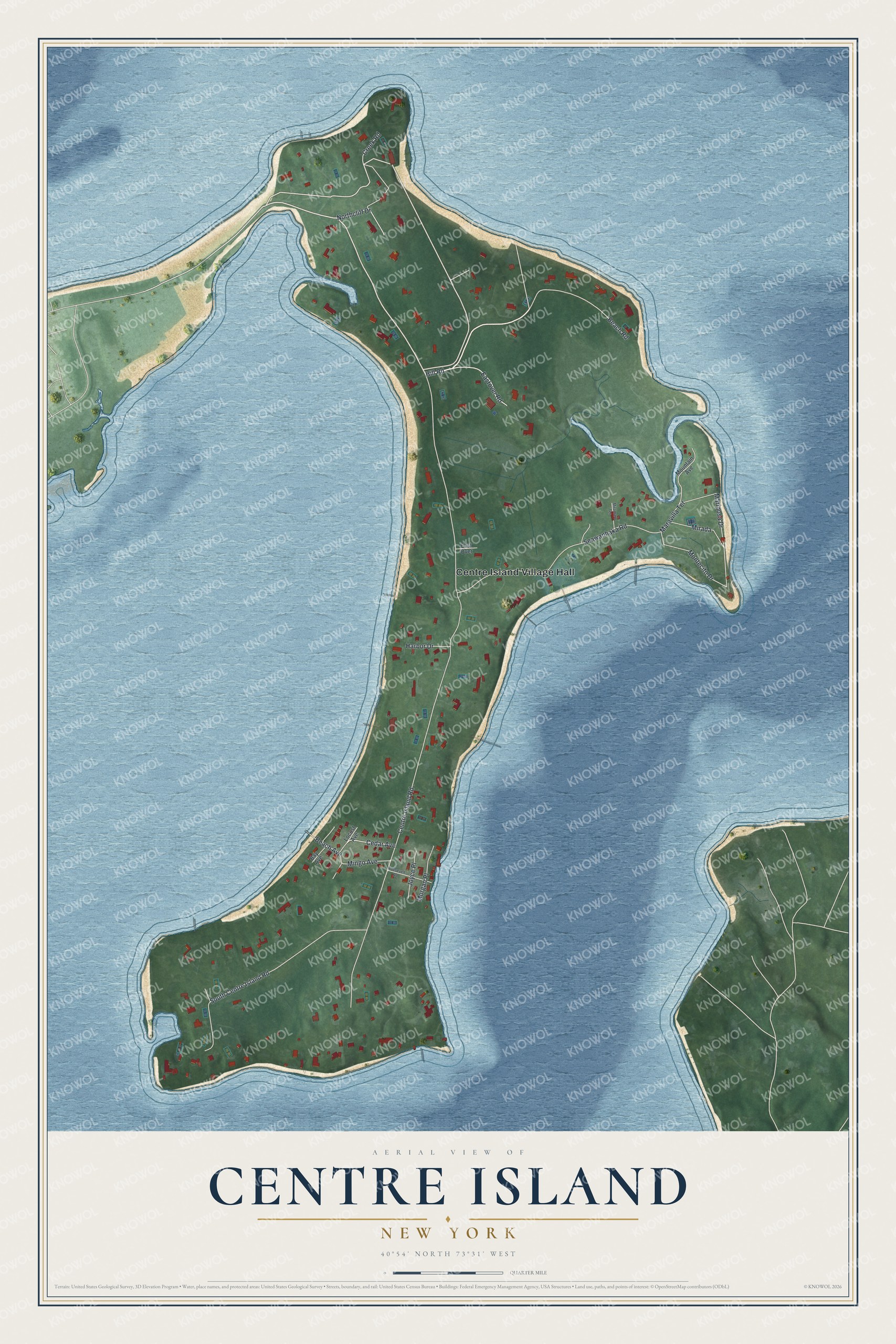 Watermarked full-map preview of Centre Island, New York