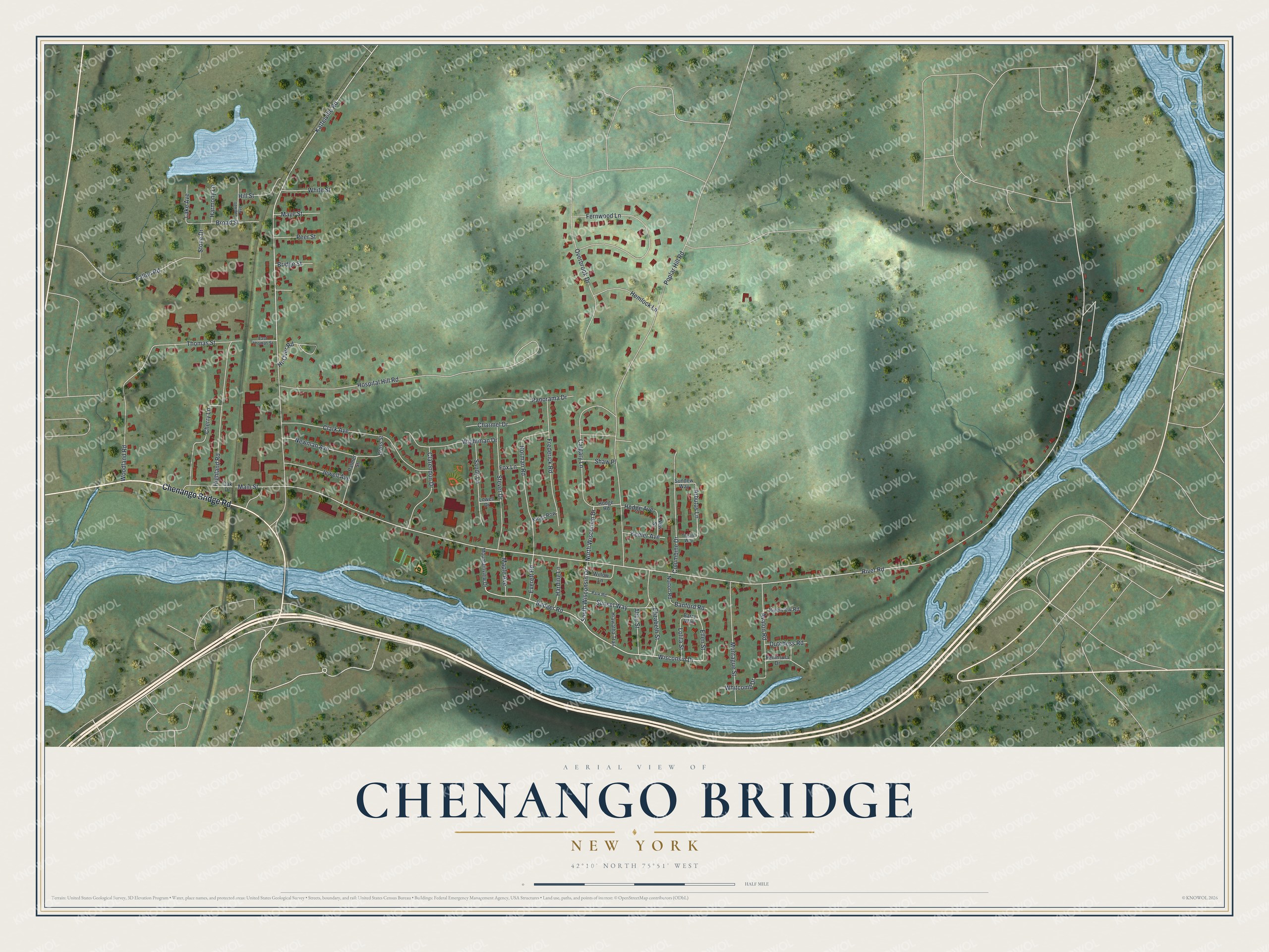 Watermarked full-map preview of Chenango Bridge, New York