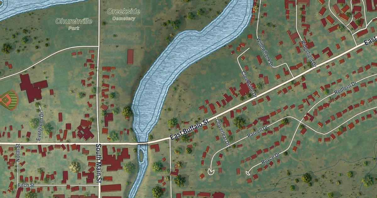 Map of Churchville, New York in 2026
