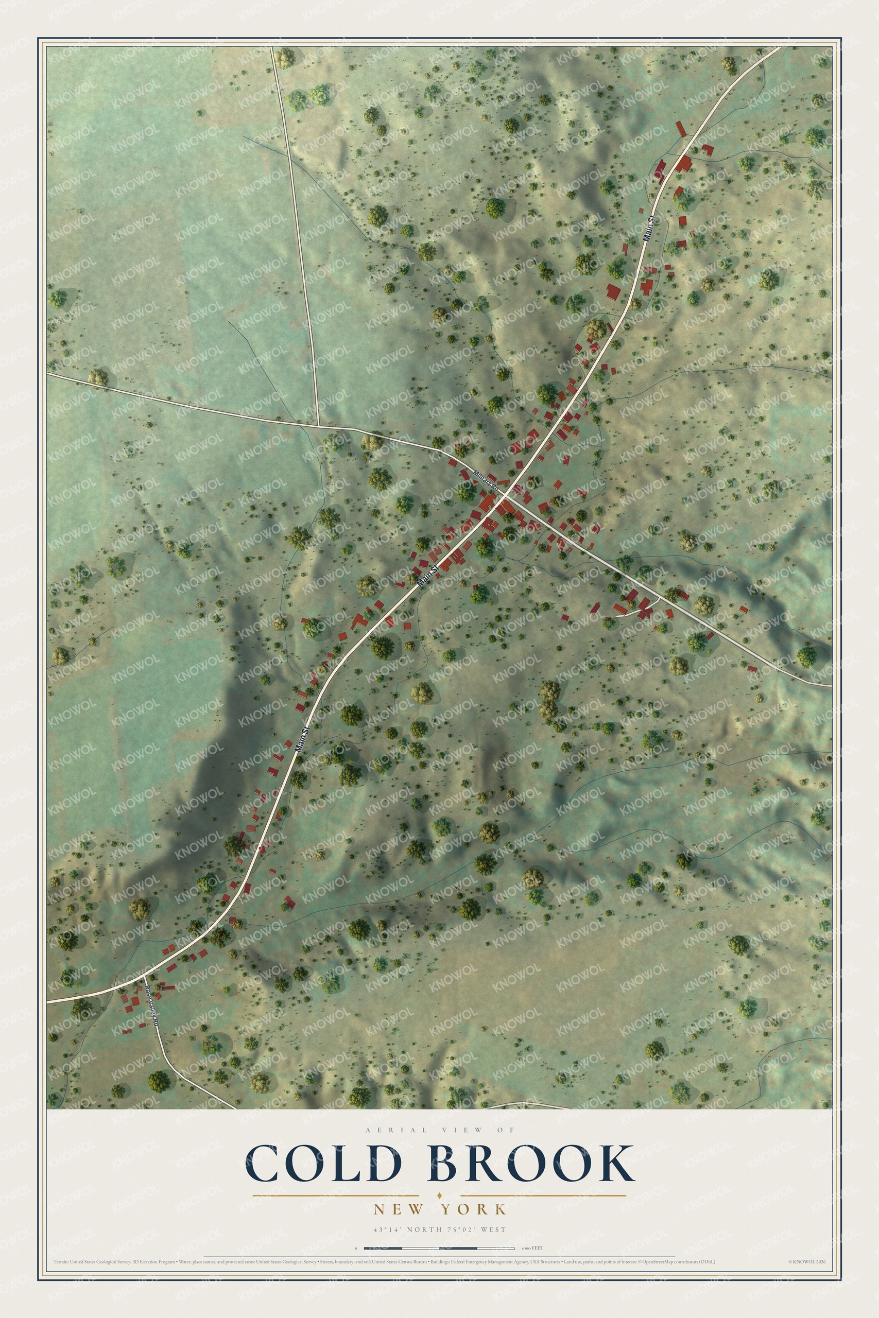 Watermarked full-map preview of Cold Brook, New York