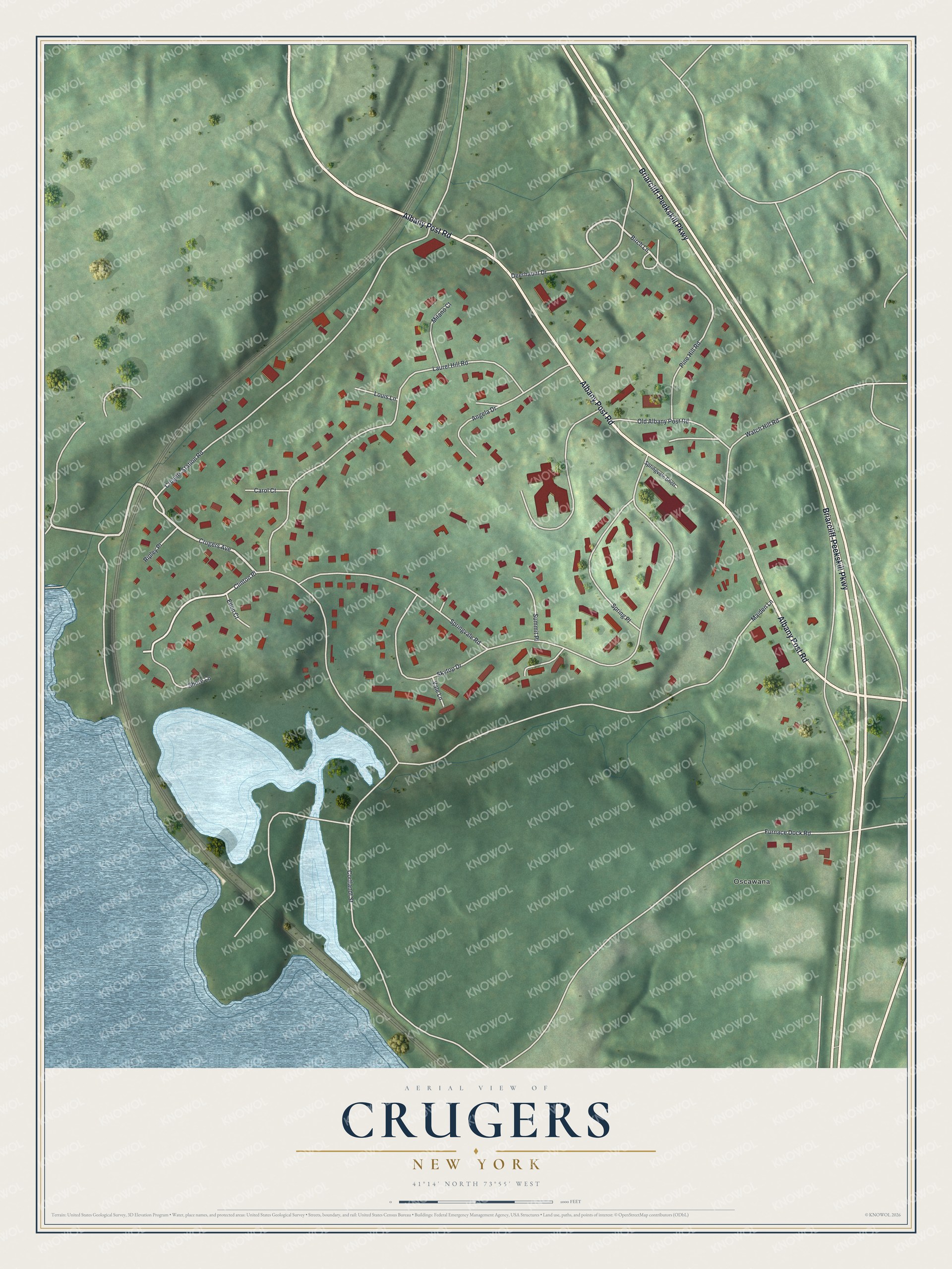 Watermarked full-map preview of Crugers, New York