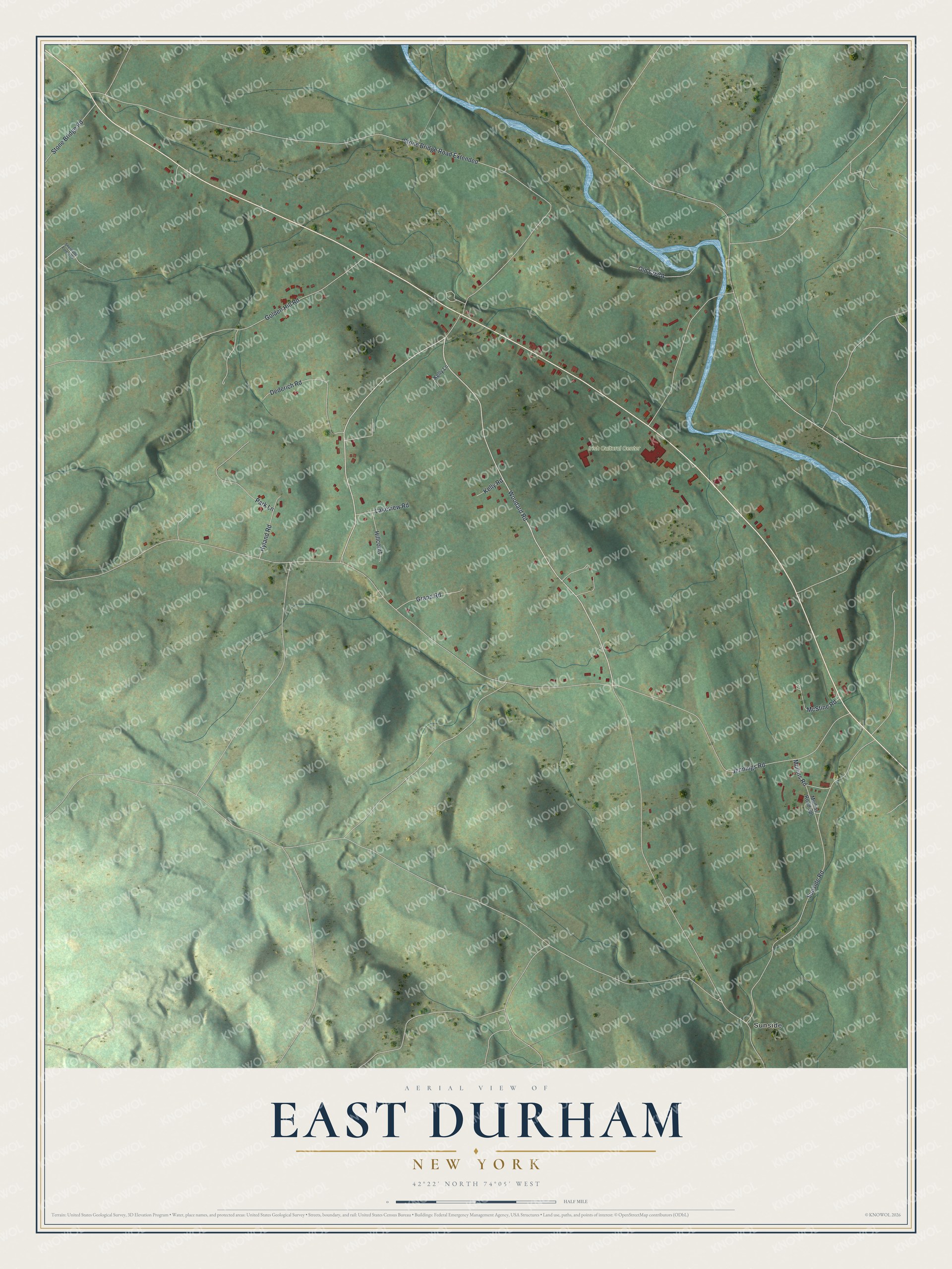 Watermarked full-map preview of East Durham, New York