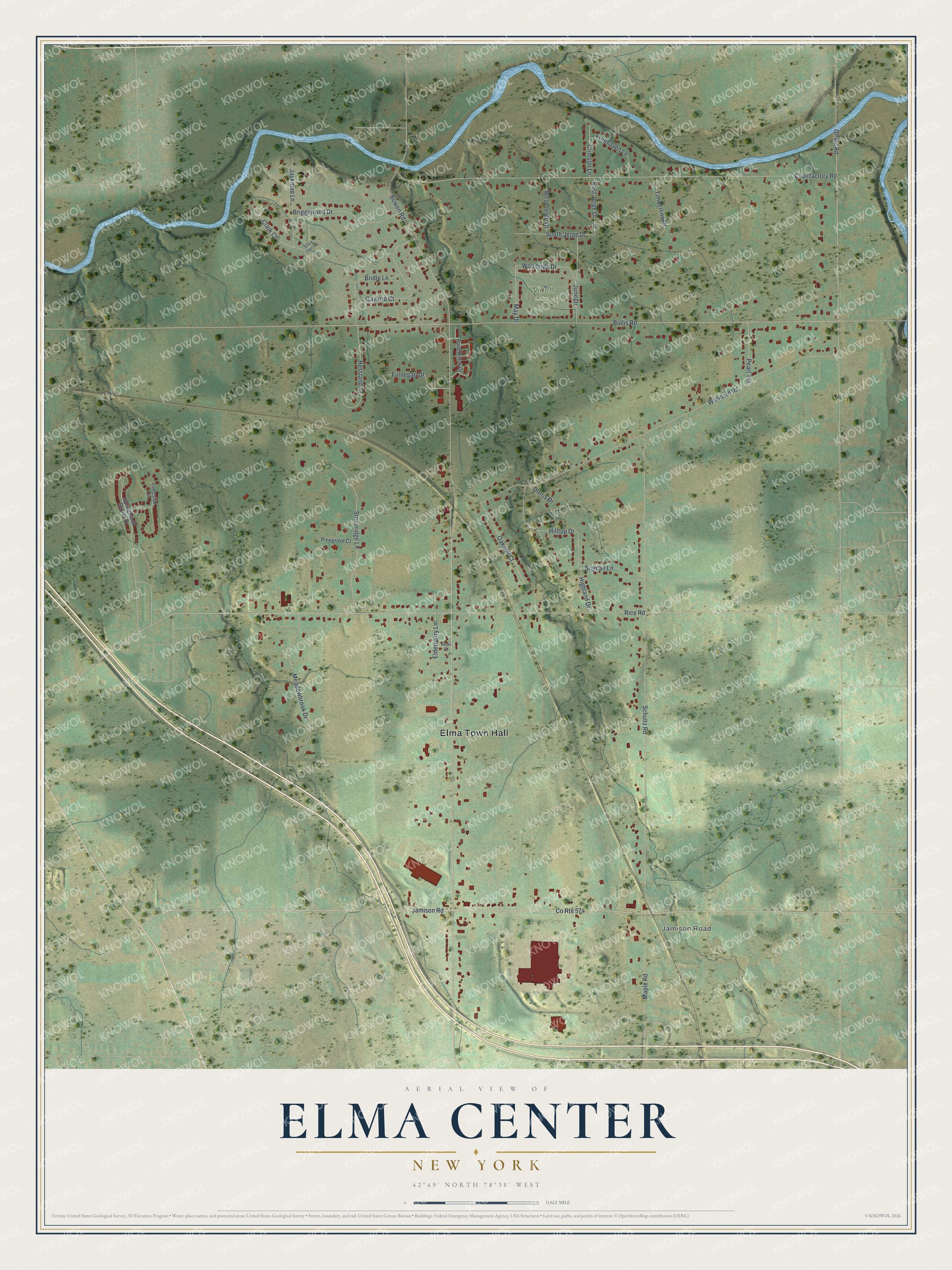 Watermarked full-map preview of Elma Center, New York