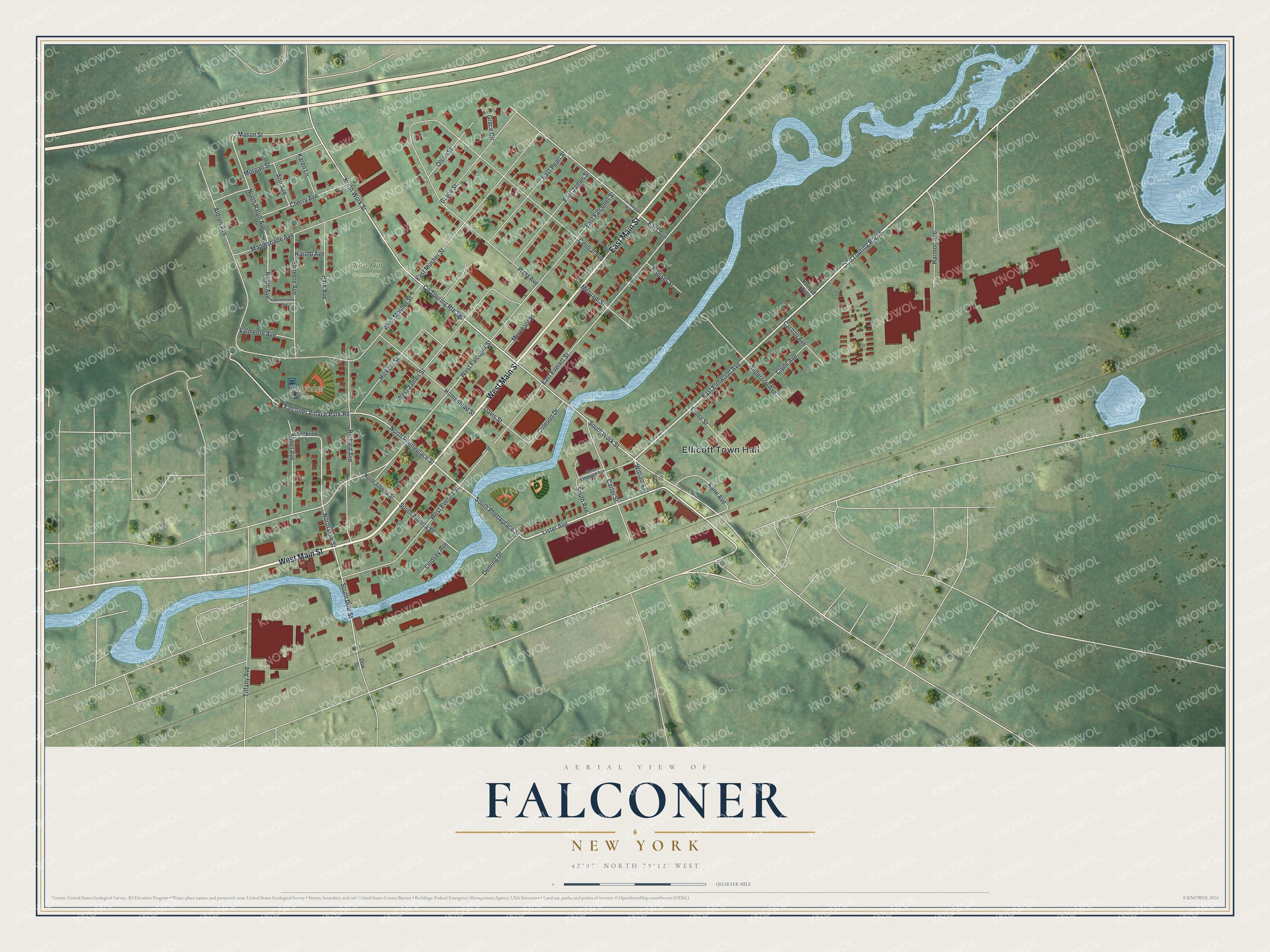 Watermarked full-map preview of Falconer, New York