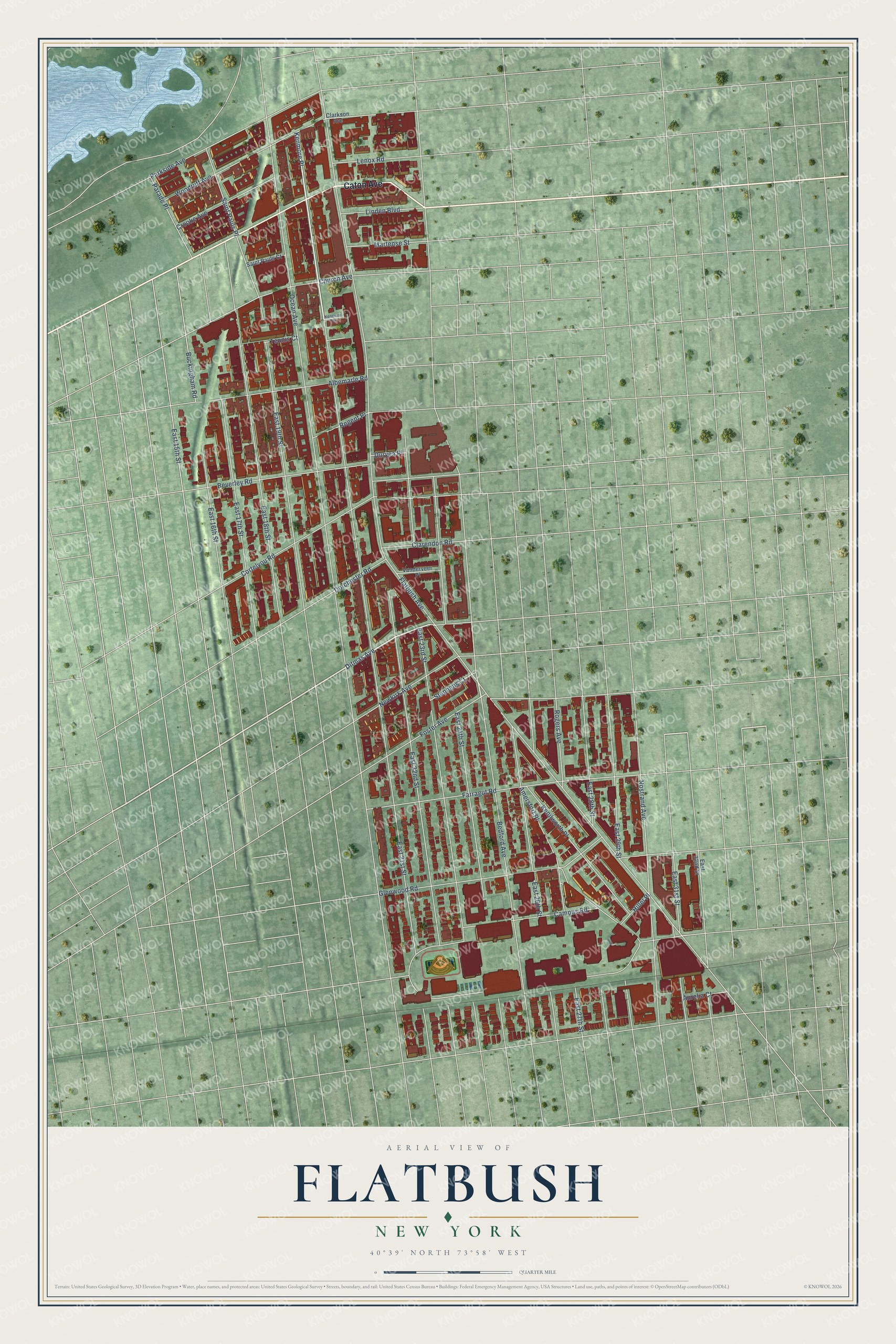 Watermarked full-map preview of Flatbush, New York