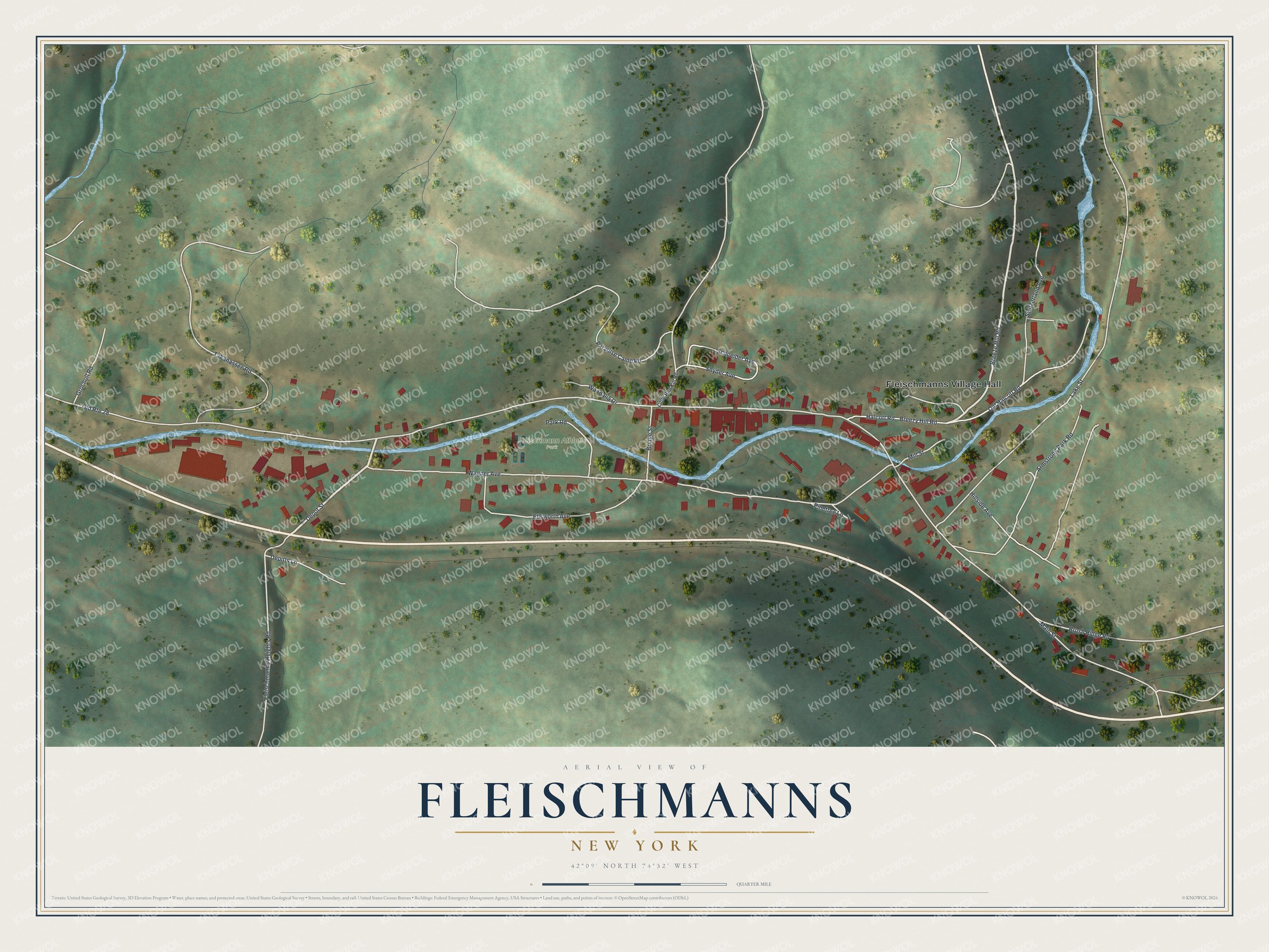 Watermarked full-map preview of Fleischmanns, New York